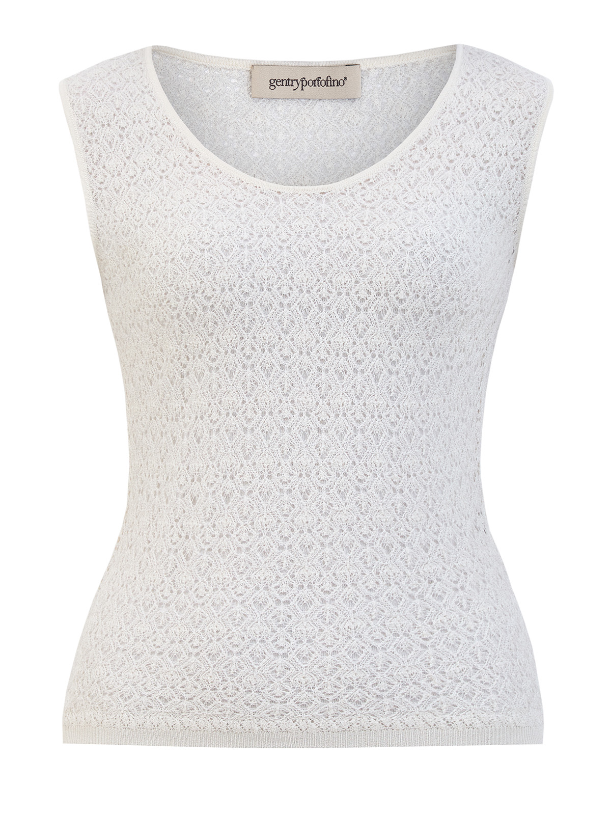 

Топ ажурной вязки из тонкой шелковой пряжи букле, Белый, Топ ажурной вязки из тонкой шелковой пряжи букле