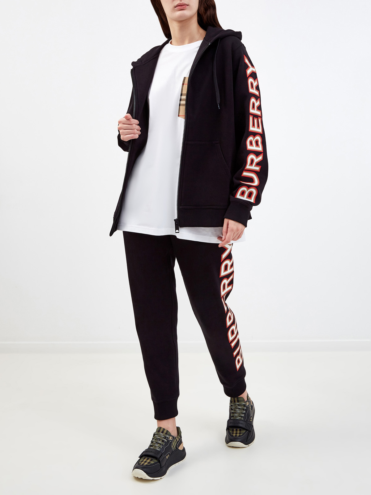 Спортивные брюки из хлопка с макро-логотипом Черный, фото 2