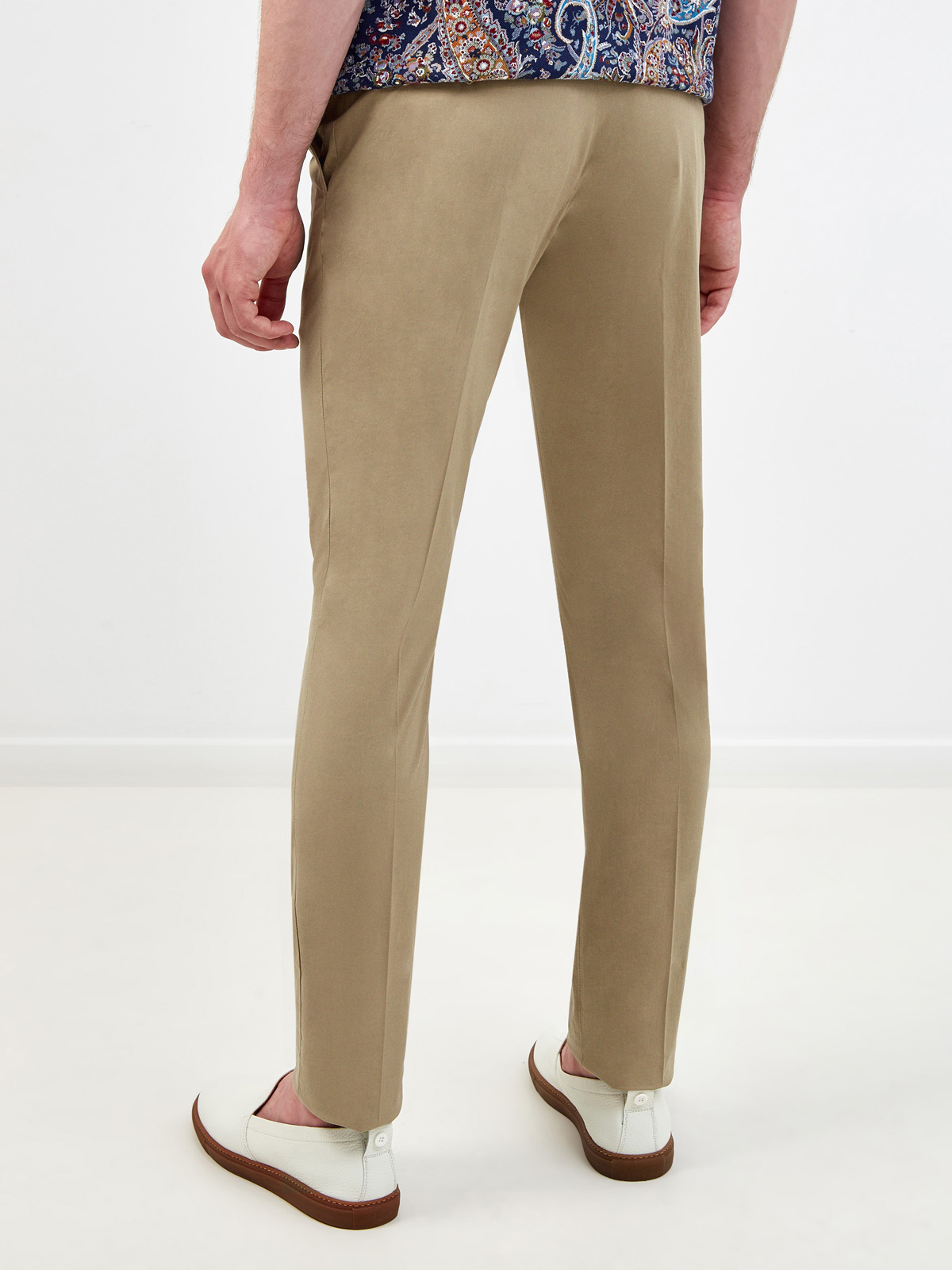 Легкие брюки из эластичного хлопка с французскими карманами ETRO, цвет бежевый, размер 48;50;54;56 - фото 4