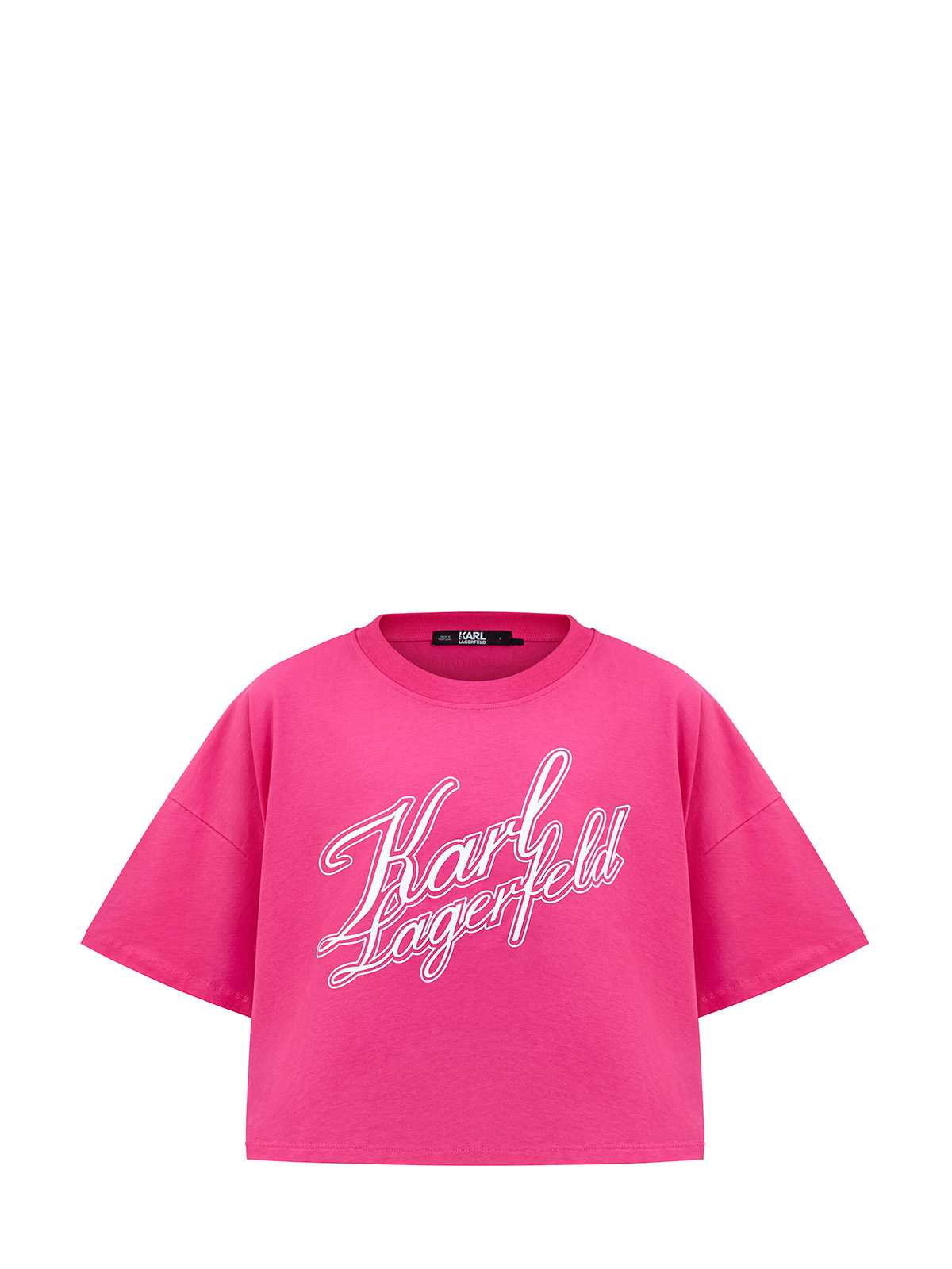 Укороченная футболка из органического хлопка джерси с принтом KARL LAGERFELD, цвет розовый, размер XS;S;M - фото 1