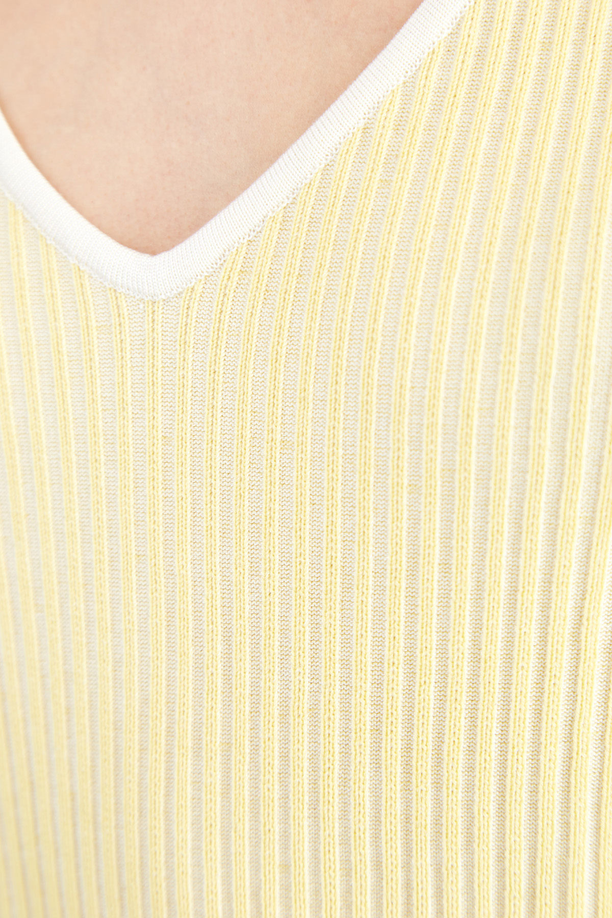 Топ из хлопка в рубчик с перфорированной спинкой MAISON ULLENS, цвет желтый, размер 36 - фото 5