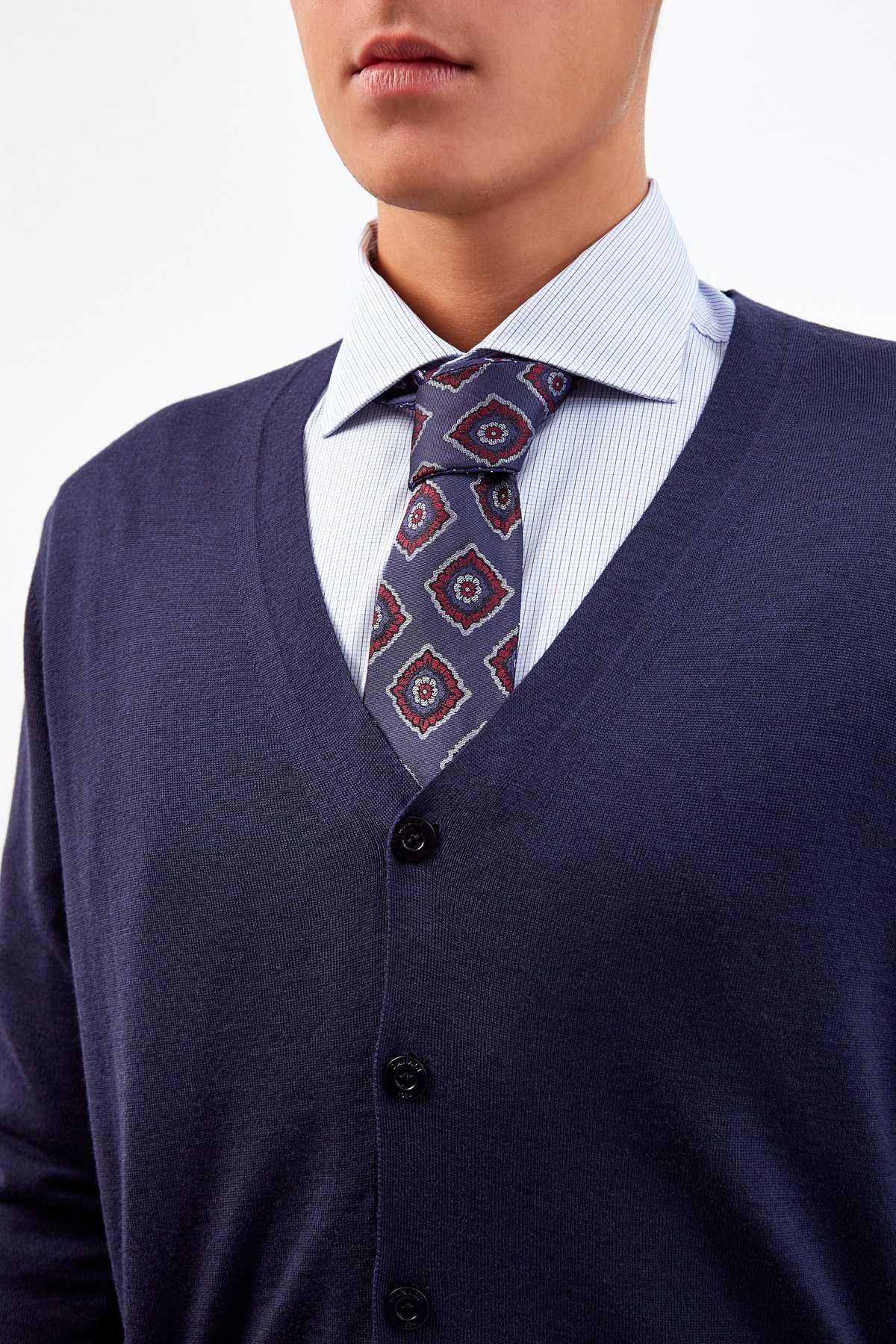 Шелковый галстук с потайной отделкой в строгом стиле CANALI, цвет мульти, размер 40;41;42;43;44;45 - фото 2