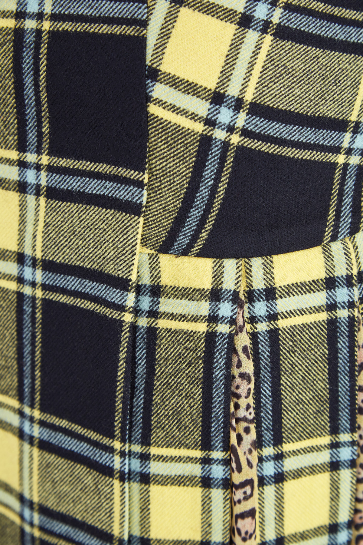 Шерстяное платье лимонного оттенка в клетку тартан