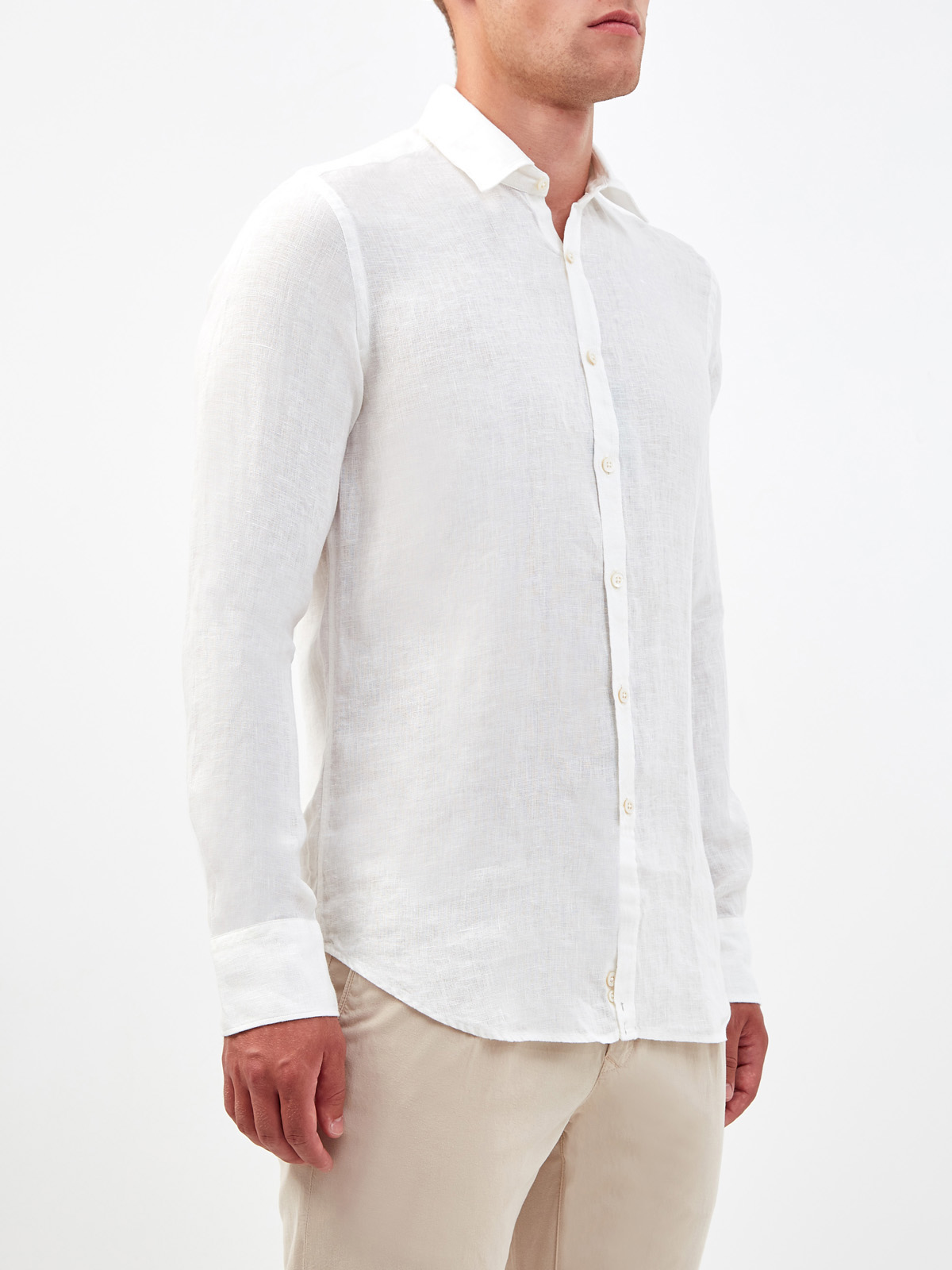 Белая рубашка из тонкой льняной ткани CANALI, цвет белый, размер 46;50;52;54;56;48 - фото 3