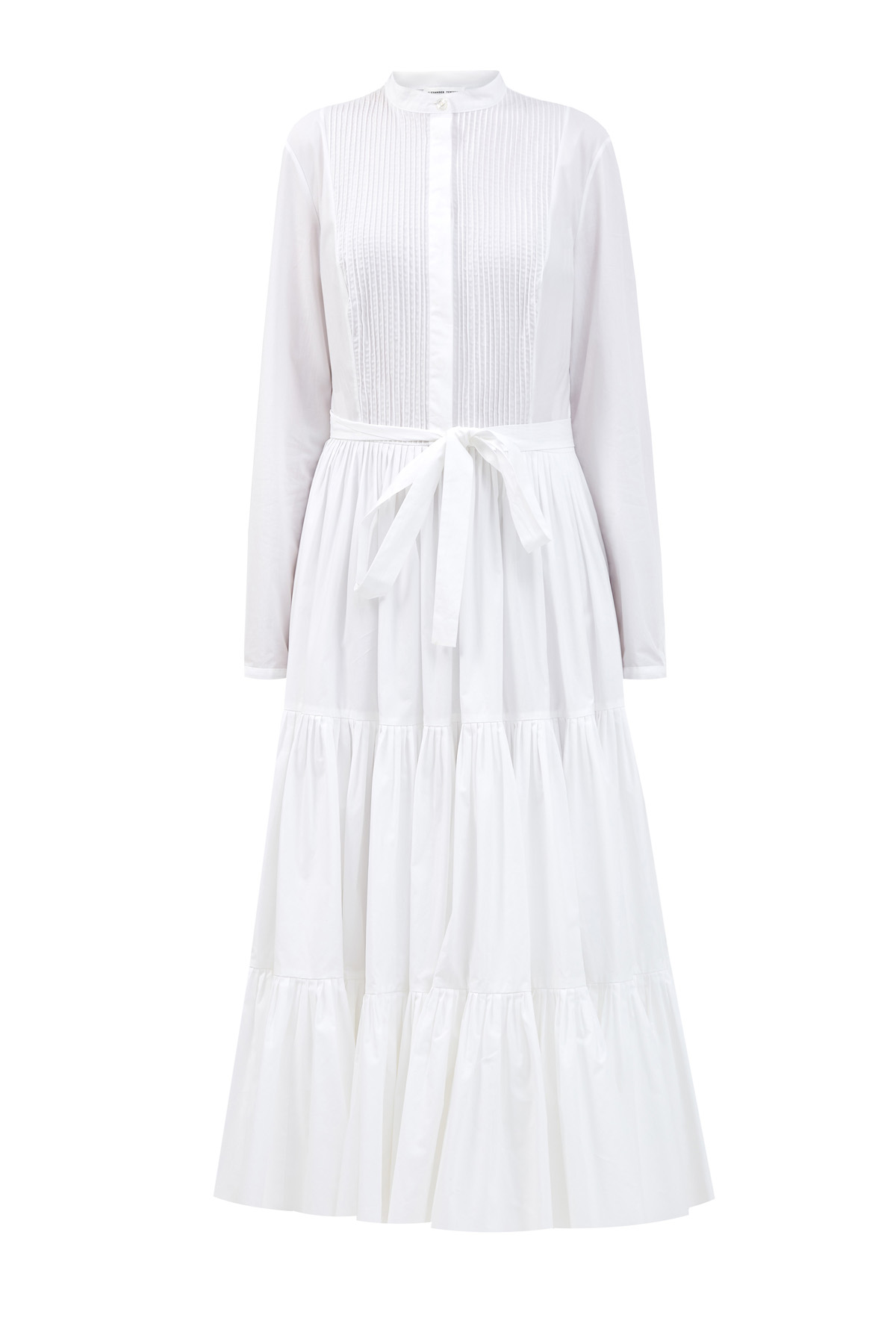 Белое платье-рубашка из хлопкового поплина с архитектурным подолом ALEXANDER TEREKHOV, цвет белый, размер 42 - фото 1