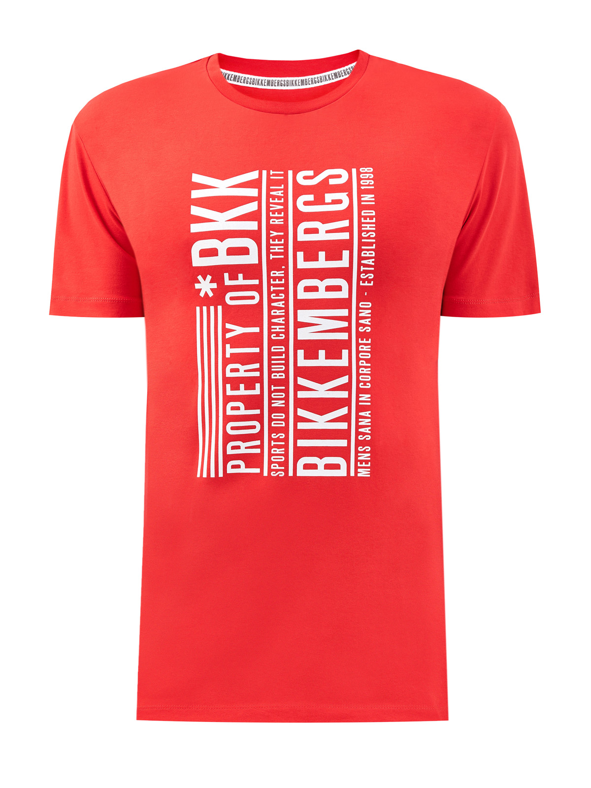 Яркая футболка из хлопка с принтом Property of BKK BIKKEMBERGS, цвет красный, размер XL;2XL;3XL;L - фото 1