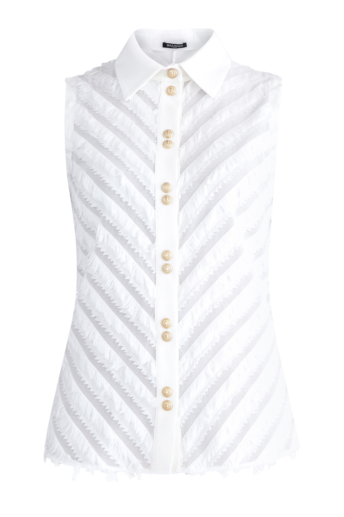 

Рубашка без рукавов с фактурной отделкой, Белый, Рубашка без рукавов с фактурной отделкой