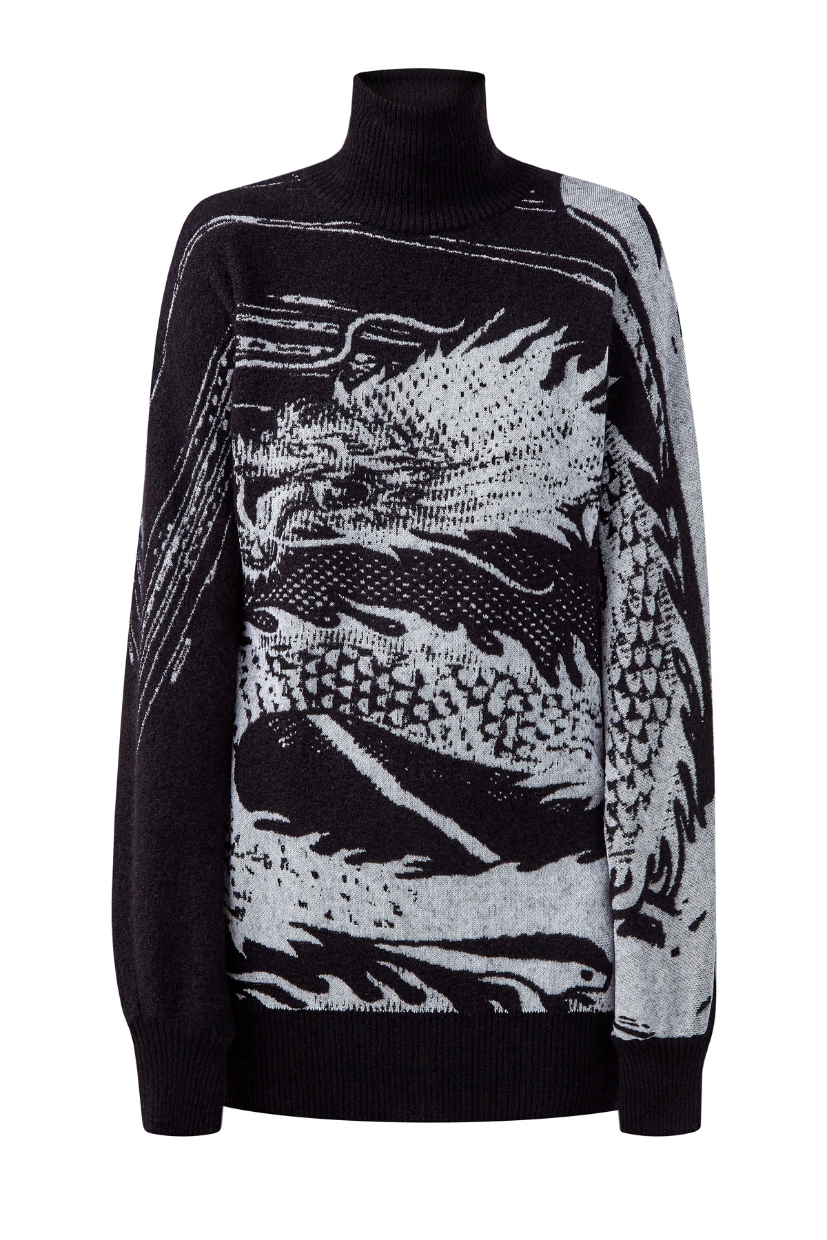 Свитер объемного кроя из мохера с вышитым принтом BALMAIN, цвет черный, размер 38 - фото 1
