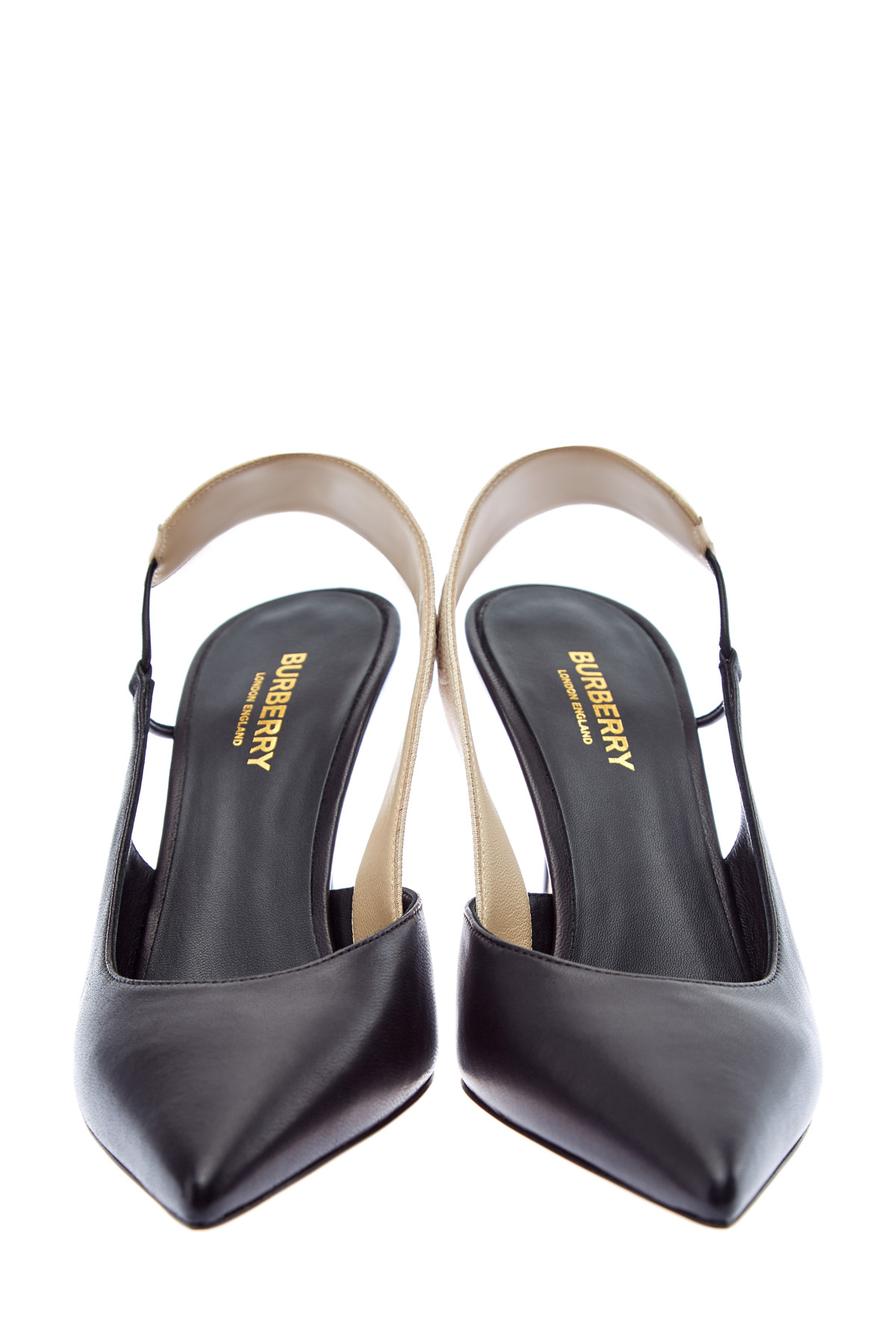Туфли-лодочки из кожи ягненка с контрастными лентами BURBERRY, цвет черный, размер 37.5 - фото 6