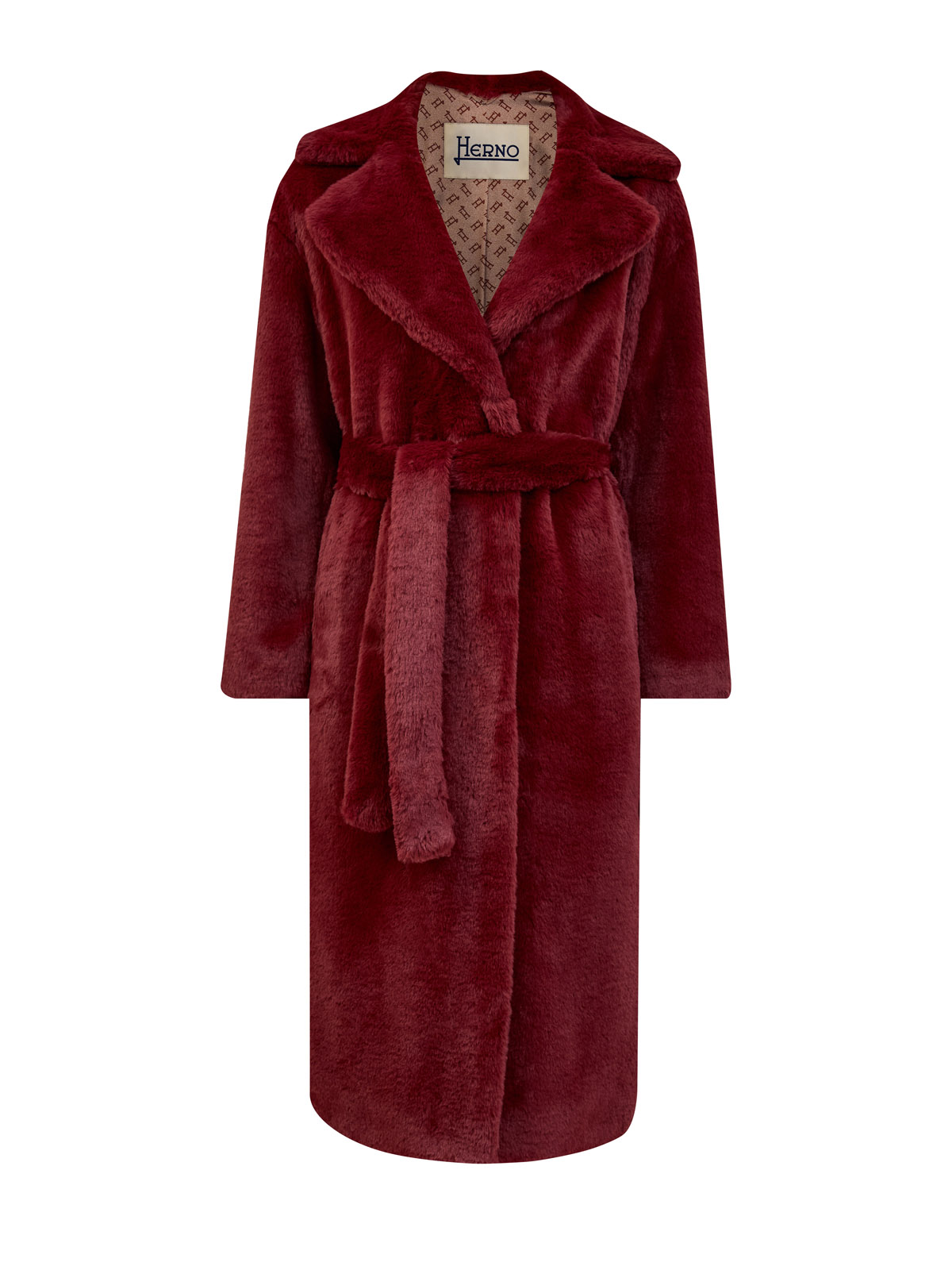 

Пальто из эко-меха с широкими лацканами и поясом, Бордовый, Пальто из эко-меха с широкими лацканами и поясом