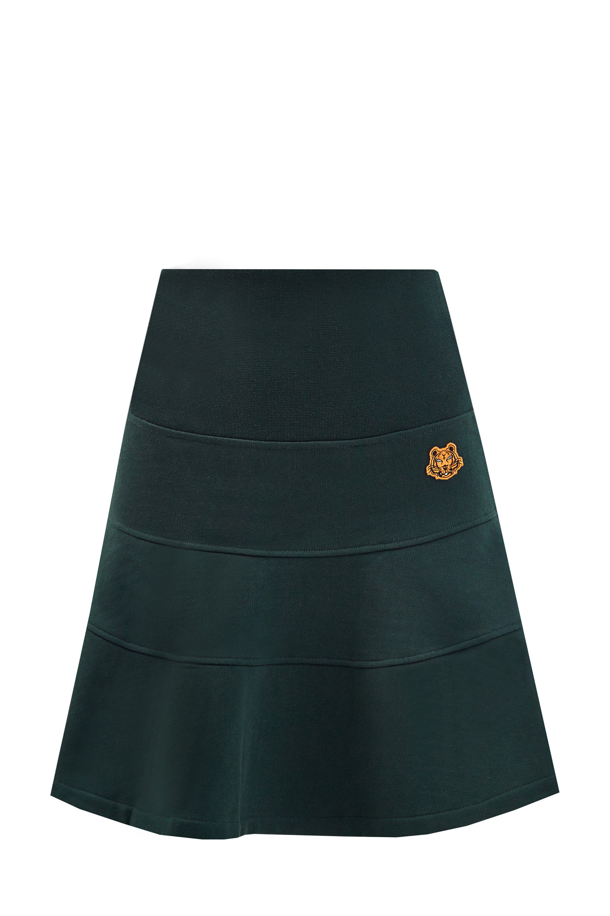 Расклешенная юбка из плотной хлопковой пряжи с патчем Tiger KENZO, цвет зеленый, размер M;L;S - фото 1