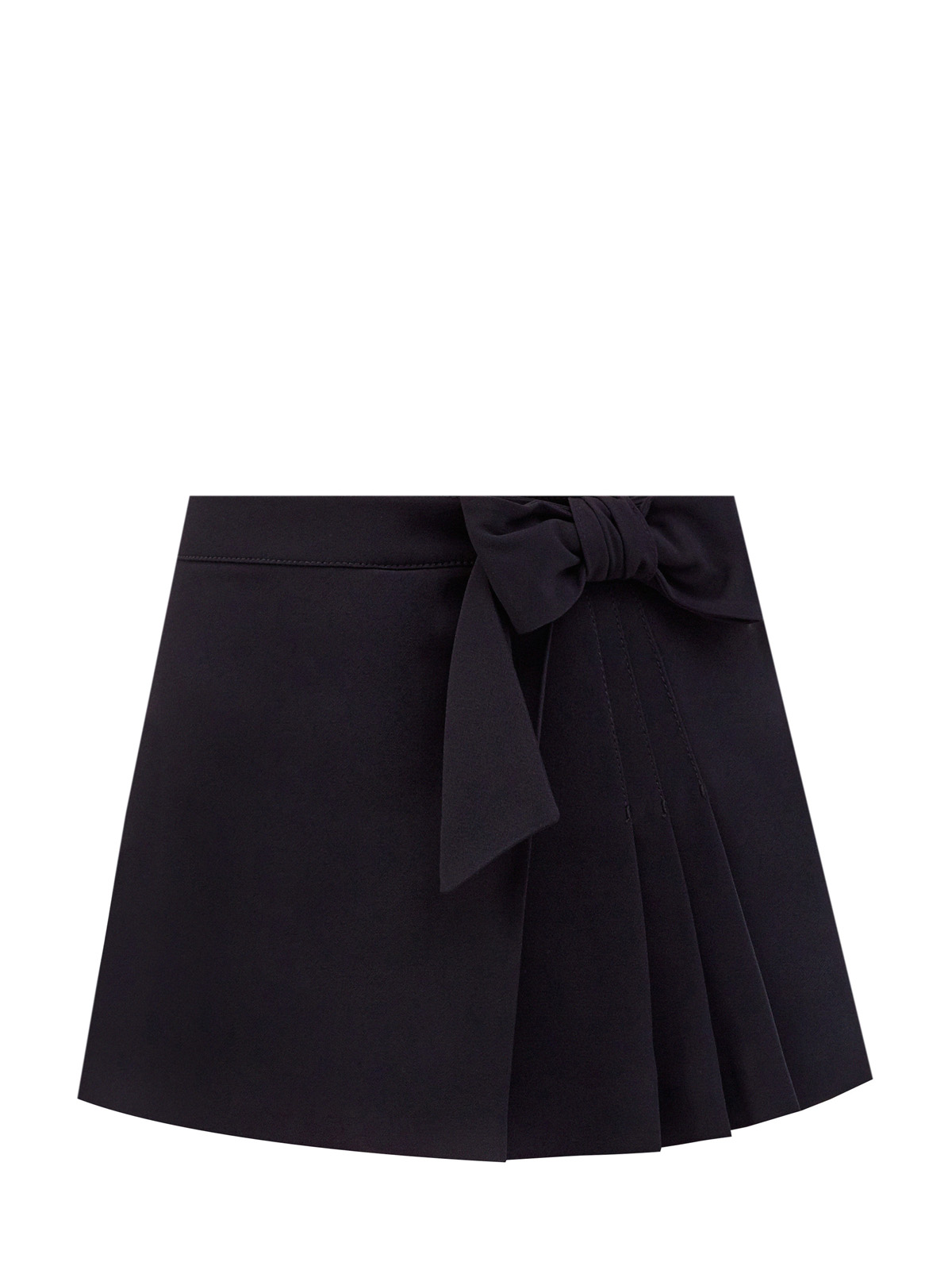 Однотонные шорты из фризотина стрейч с эффектом запаха REDVALENTINO, цвет черный, размер M;S