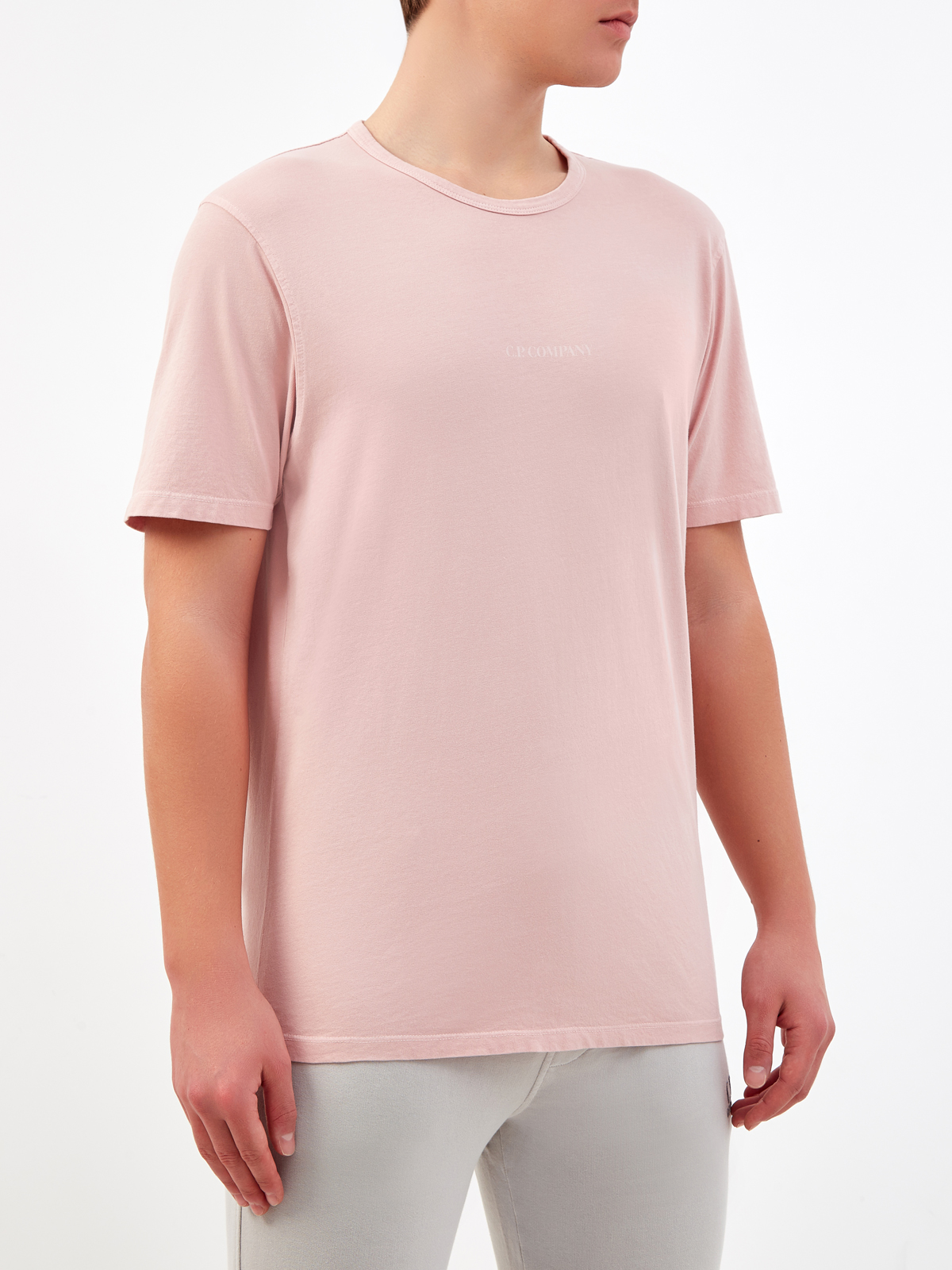Хлопковая футболка свободного кроя с минималистичным принтом C.P.COMPANY, цвет розовый, размер 46;48;52;54 - фото 3