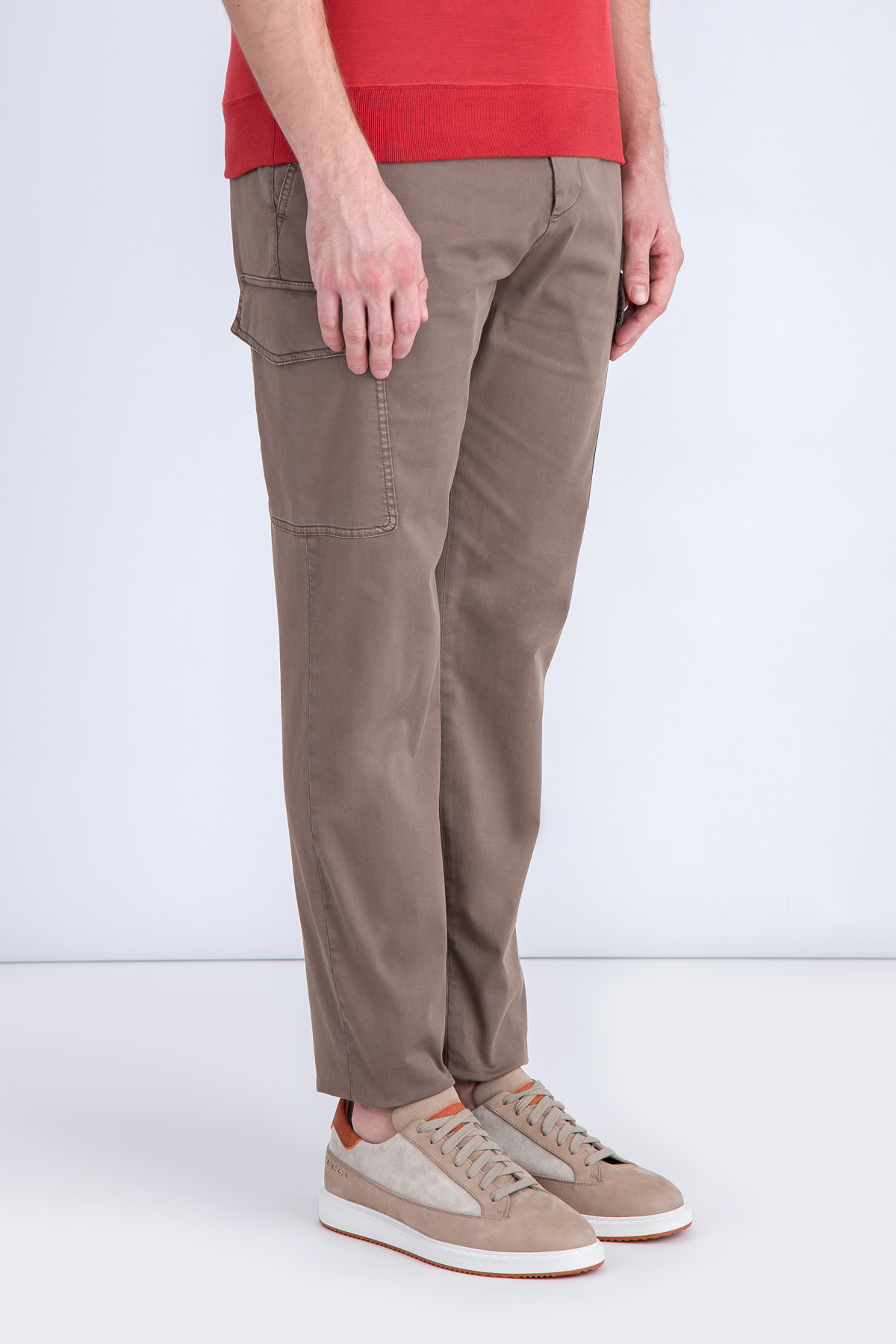 Брюки-карго комфортного кроя leisure с накладными карманы BRUNELLO CUCINELLI, цвет коричневый, размер 54 - фото 3