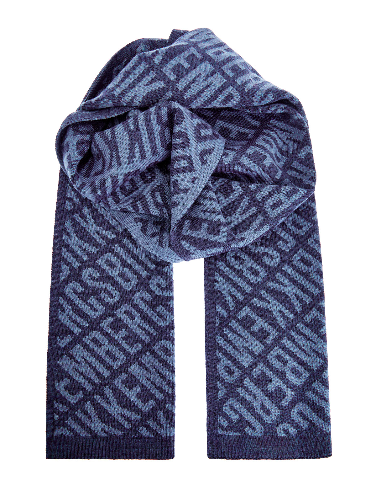 Вязаный шарф с принтом в стиле леттеринг BIKKEMBERGS, цвет синий, размер 5;6;7;8;9