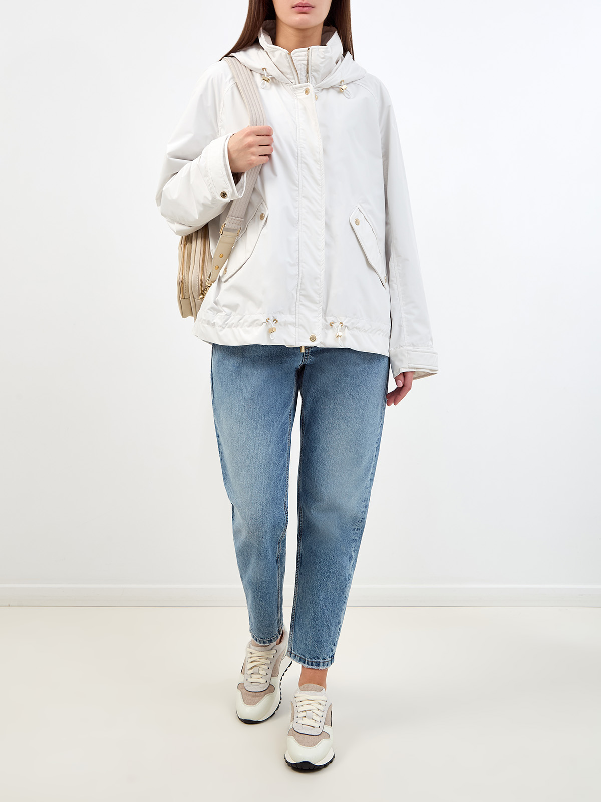 Куртка Jill из водоотталкивающего нейлона с регулируемыми кулисками MOORER, цвет белый, размер 38;40;42;46 - фото 2
