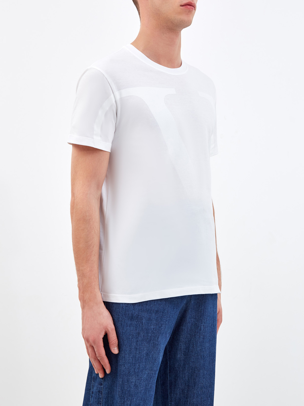 Хлопковая футболка с макро-принтом VLOGO VALENTINO, цвет белый, размер 48;50;52;54 - фото 3