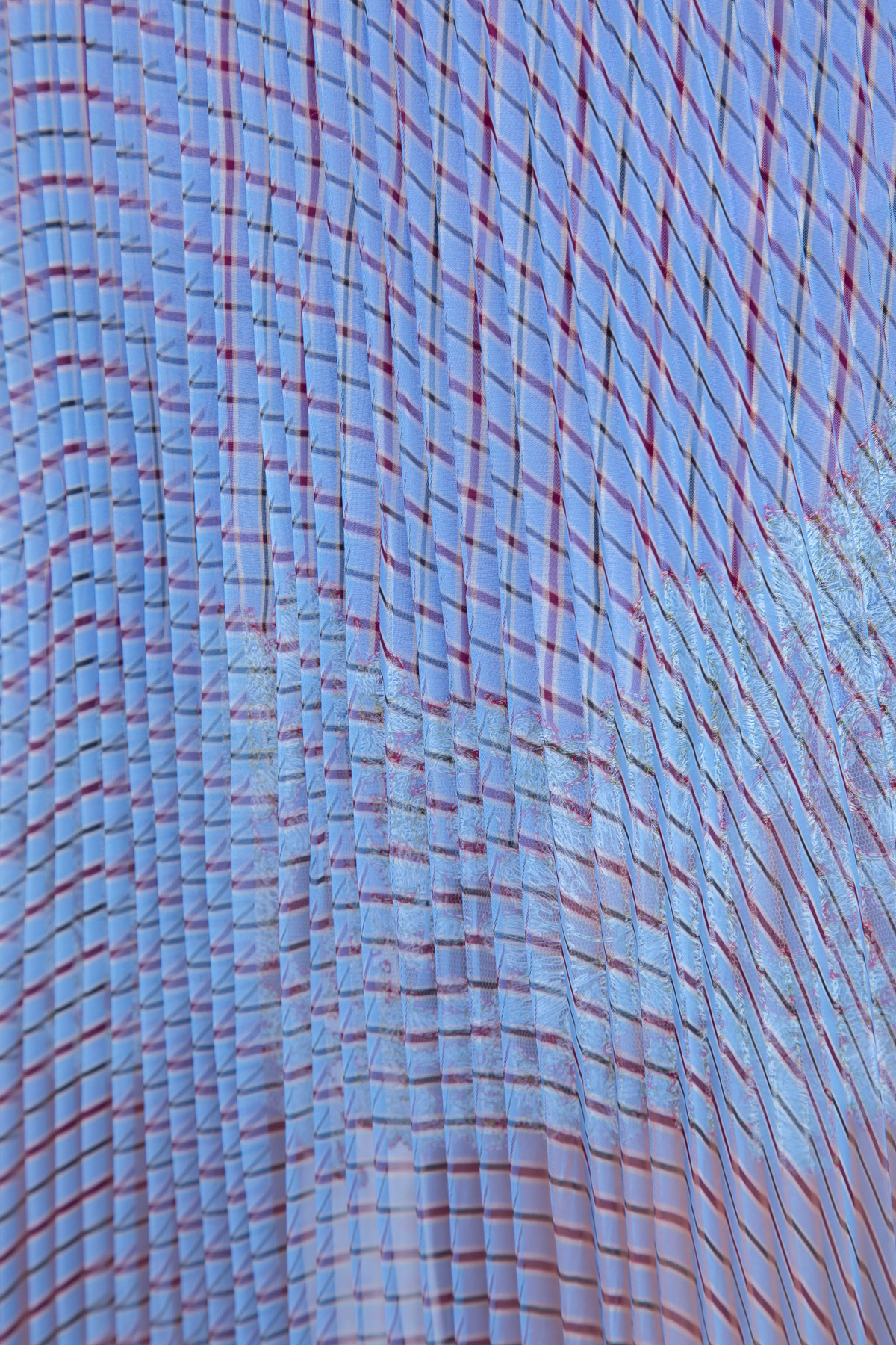 Плиссированная юбка-миди из органзы в полоску ERMANNO SCERVINO, цвет голубой, размер 40 - фото 5