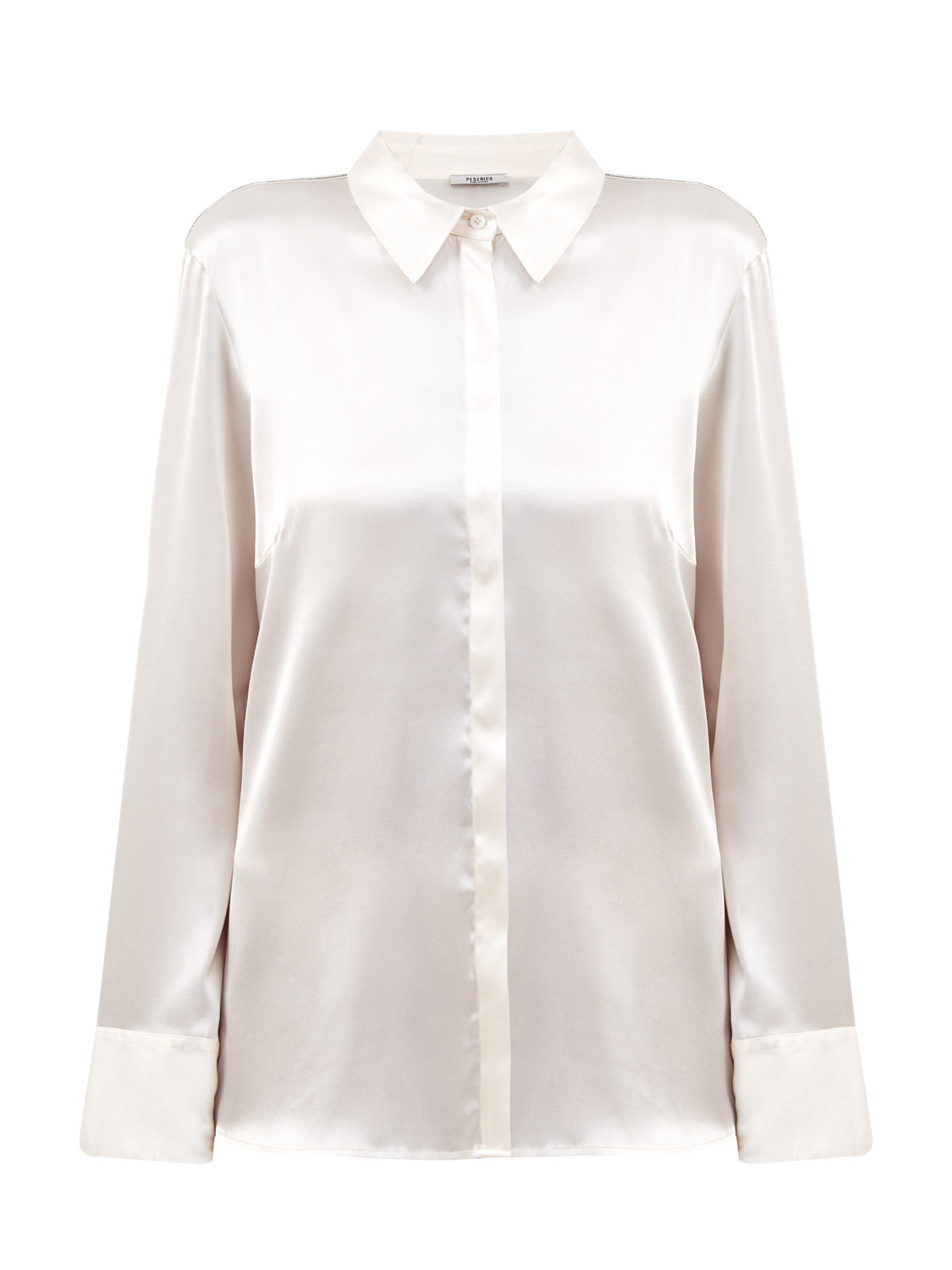 Шелковая блуза с ювелирными цепочками Punto Luce PESERICO, цвет белый, размер 44;46;48