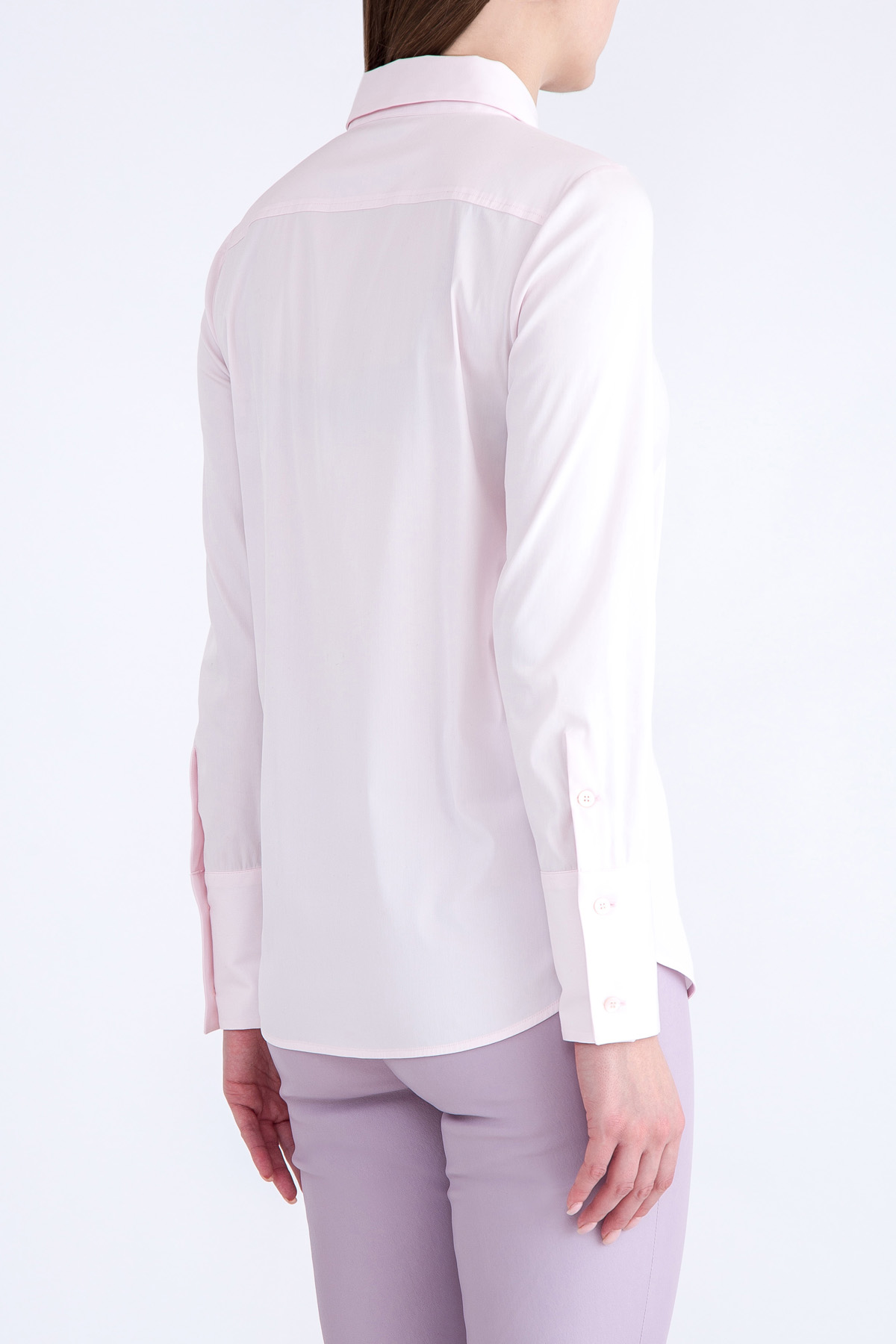 Классическая рубашка приталенного кроя с отложным итальянским воротом MAISON ULLENS, цвет розовый, размер 36 - фото 4