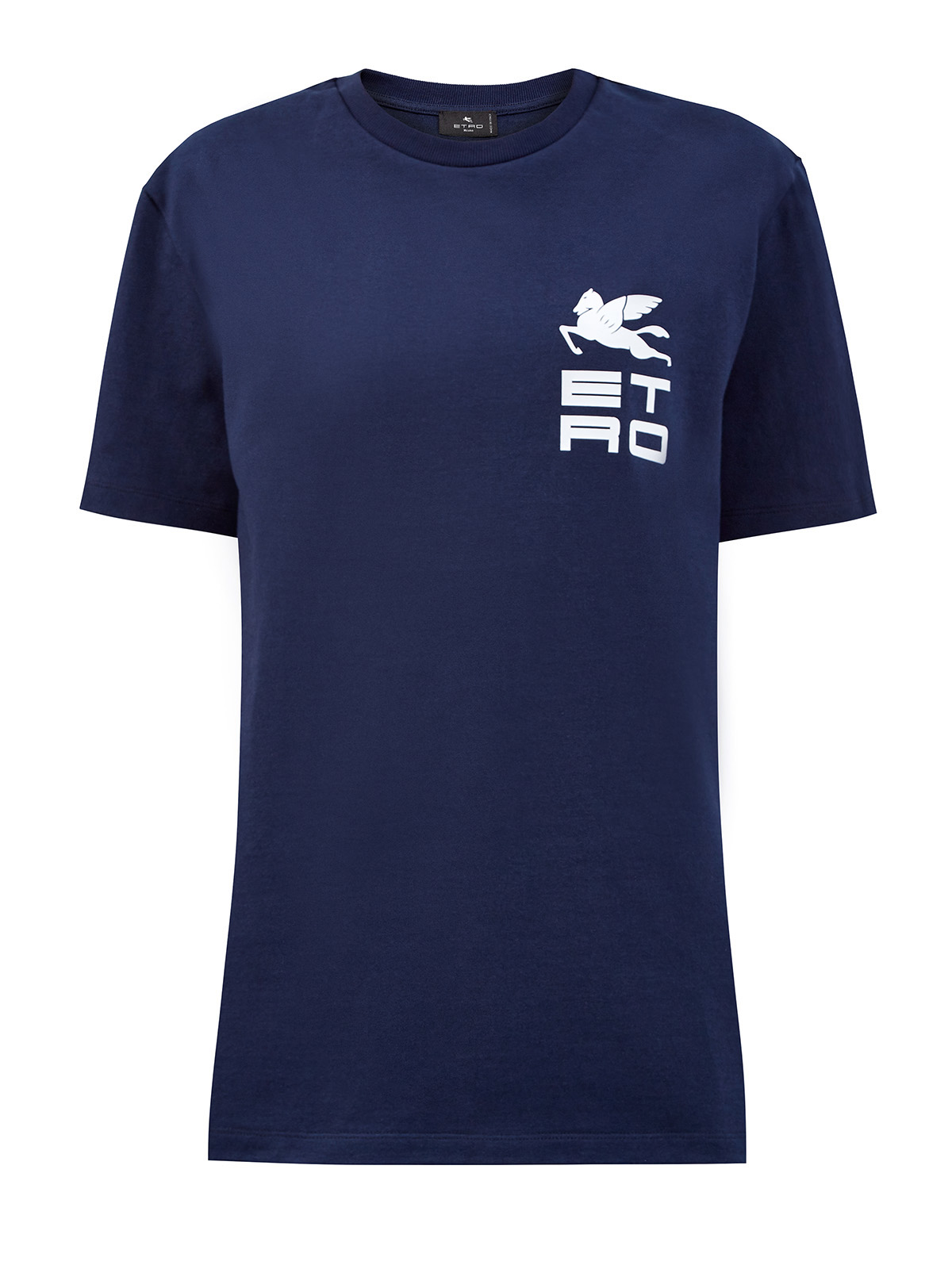 Свободная футболка из плотного хлопка джерси с принтом ETRO синего цвета