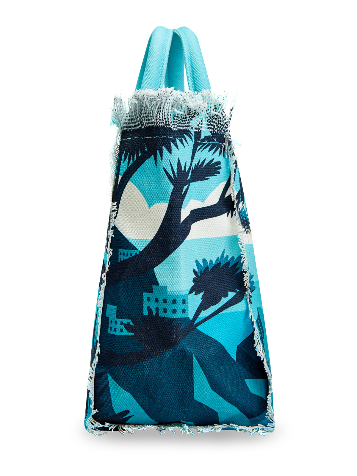 Пляжная сумка из хлопка с бахромой и принтом Capri MC2 SAINT BARTH, цвет голубой, размер S - фото 3