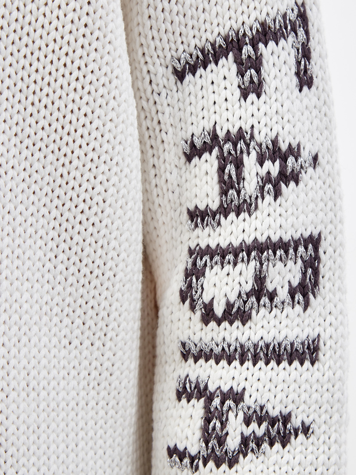 Удлиненный свитер из хлопковой пряжи с интарсией FABIANA FILIPPI, цвет бежевый, размер 40;38 - фото 5
