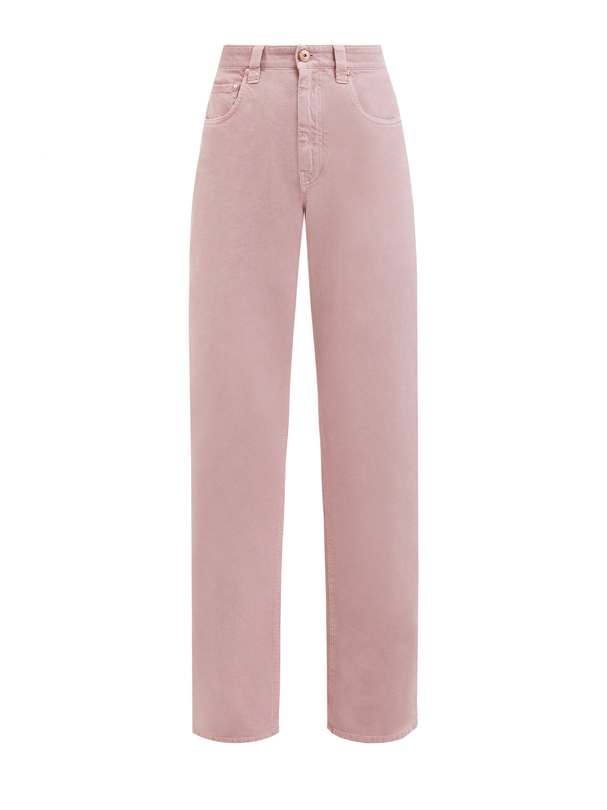 Расклешенные джинсы с нашивкой из кожи и деталью Мониль BRUNELLO CUCINELLI, цвет розовый, размер 46;40 - фото 1