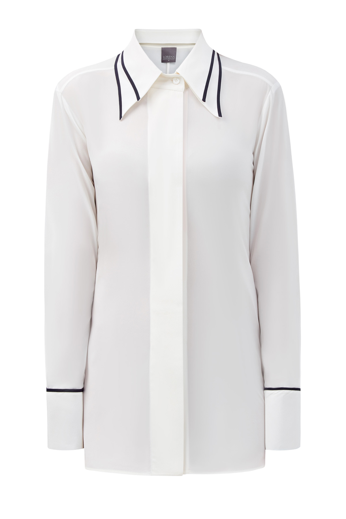Шелковая блуза со съемным воротником LORENA ANTONIAZZI, цвет белый, размер 44;40 - фото 1