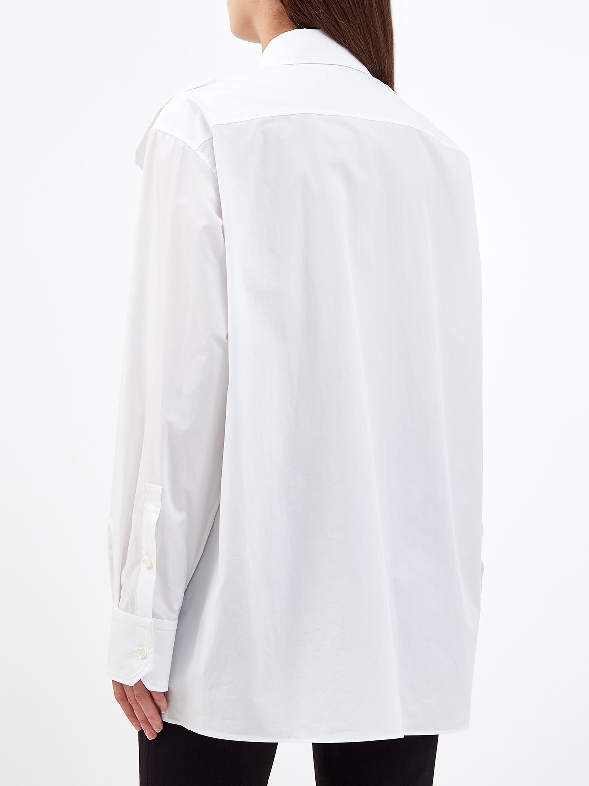 Рубашка из тонкого хлопкового поплина с объемной аппликацией VALENTINO, цвет белый, размер 36;40;42;38 - фото 4