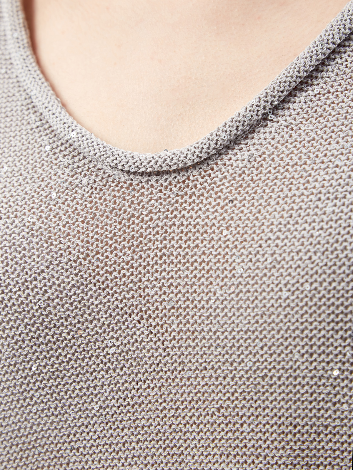 Джемпер фактурной вязки с вплетенными пайетками LORENA ANTONIAZZI, цвет серый, размер 42;44;46;48;40 - фото 5