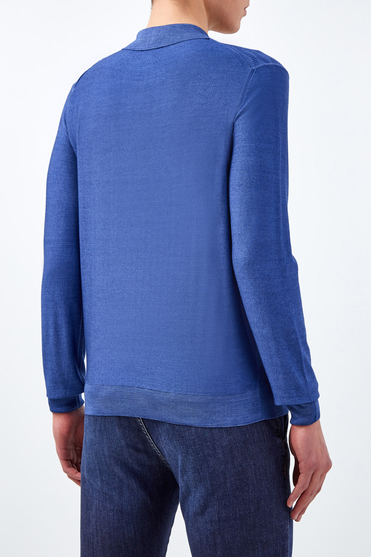 Джемпер из шерсти и шелка в технике фактурной вязки CANALI, цвет синий, размер 50;58;62;48 - фото 4