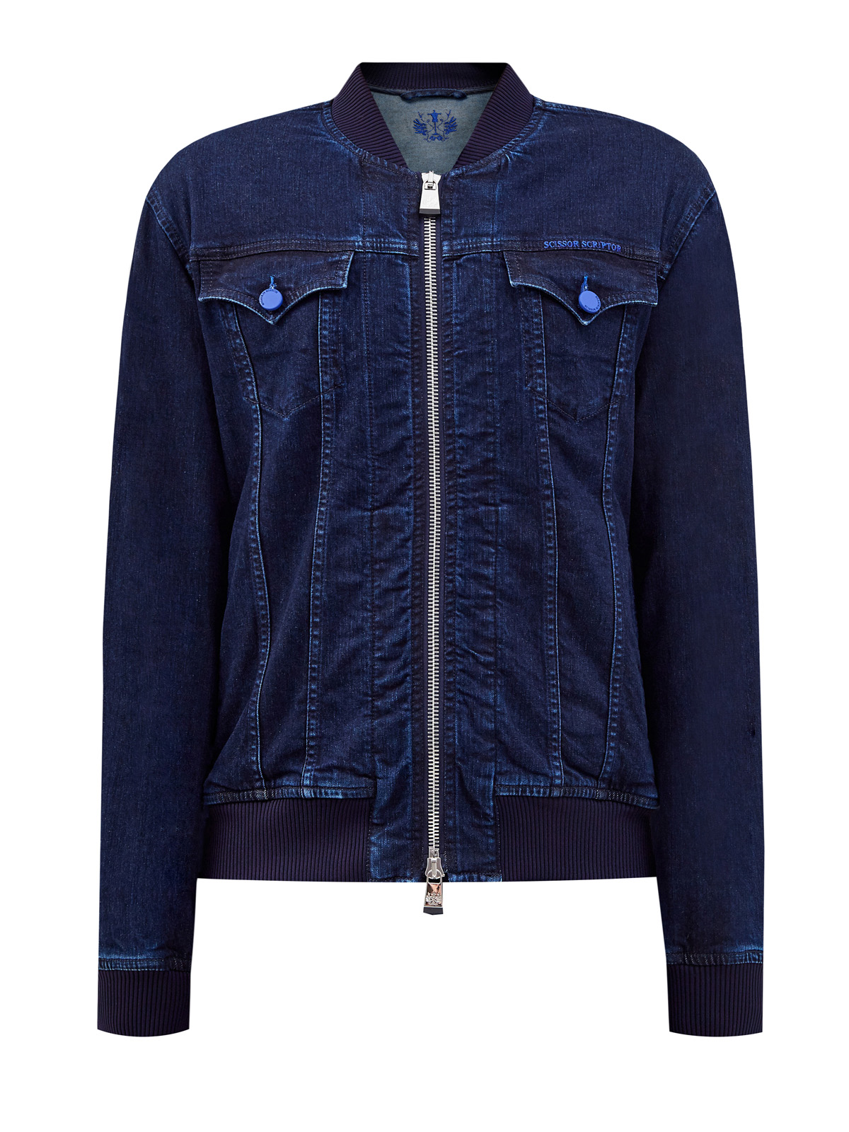 Куртка-бомбер ручной работы из японского денима kurabo SCISSOR SCRIPTOR, цвет синий, размер 54;56;58;50 - фото 1