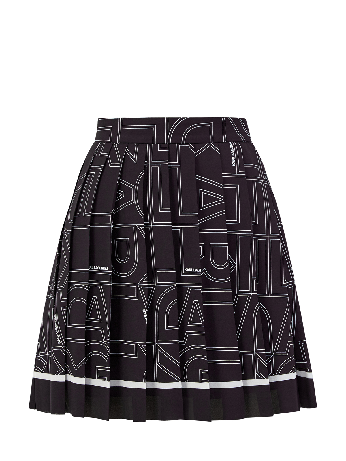 Плиссированная юбка-мини с контрастным принтом K/logo KARL LAGERFELD, цвет черный, размер XS;S;M;L Плиссированная юбка-мини с контрастным принтом K/logo - фото 1