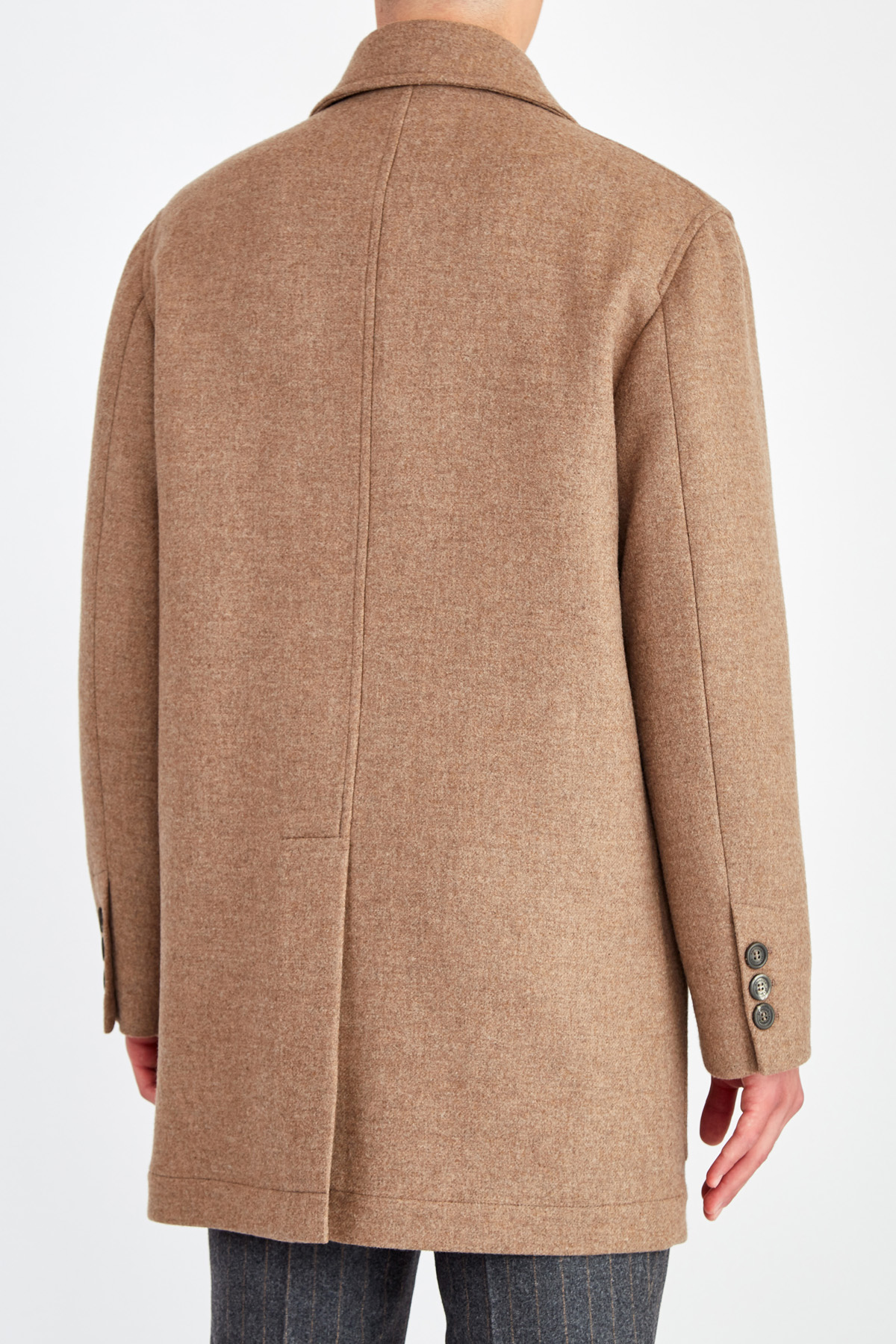 Однобортное пальто из шерсти с классическим откидным лацканом BRUNELLO CUCINELLI, цвет коричневый, размер 48;54 - фото 4