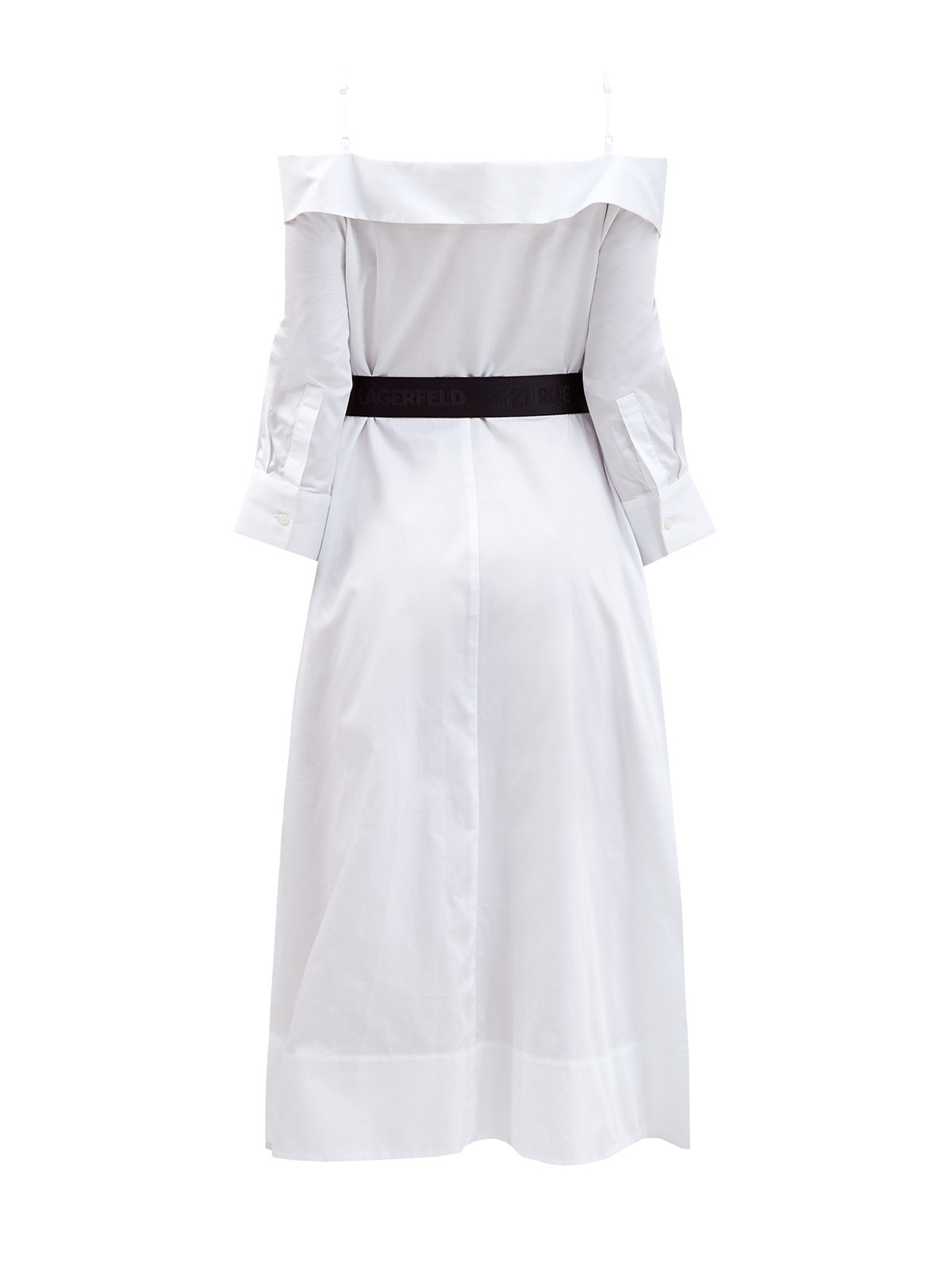 Платье-рубашка с открытыми плечами и поясом KARL LAGERFELD, цвет белый, размер XL;L - фото 2