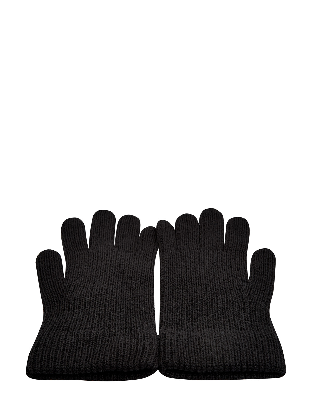 Перчатки из теплой мериносовой шерсти с кожаной нашивкой CANALI, цвет черный, размер 50;54 - фото 3