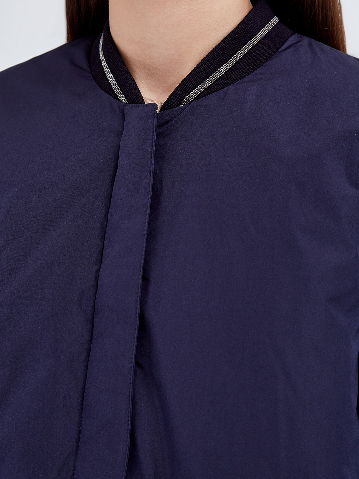 Укороченная куртка с мерцающими цепочками на вороте и манжетах FABIANA FILIPPI, цвет синий, размер 38;44;46;42 - фото 5