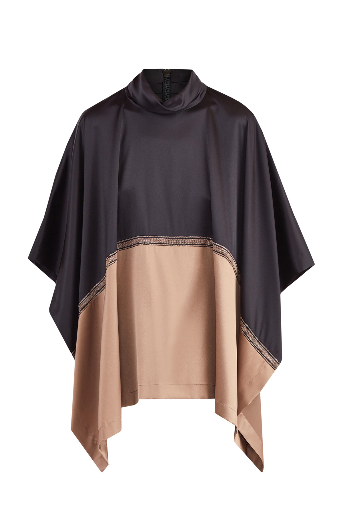 Шелковая блузка свободного кроя в цветовой технике колор-блок BRUNELLO CUCINELLI, размер 40 - фото 1