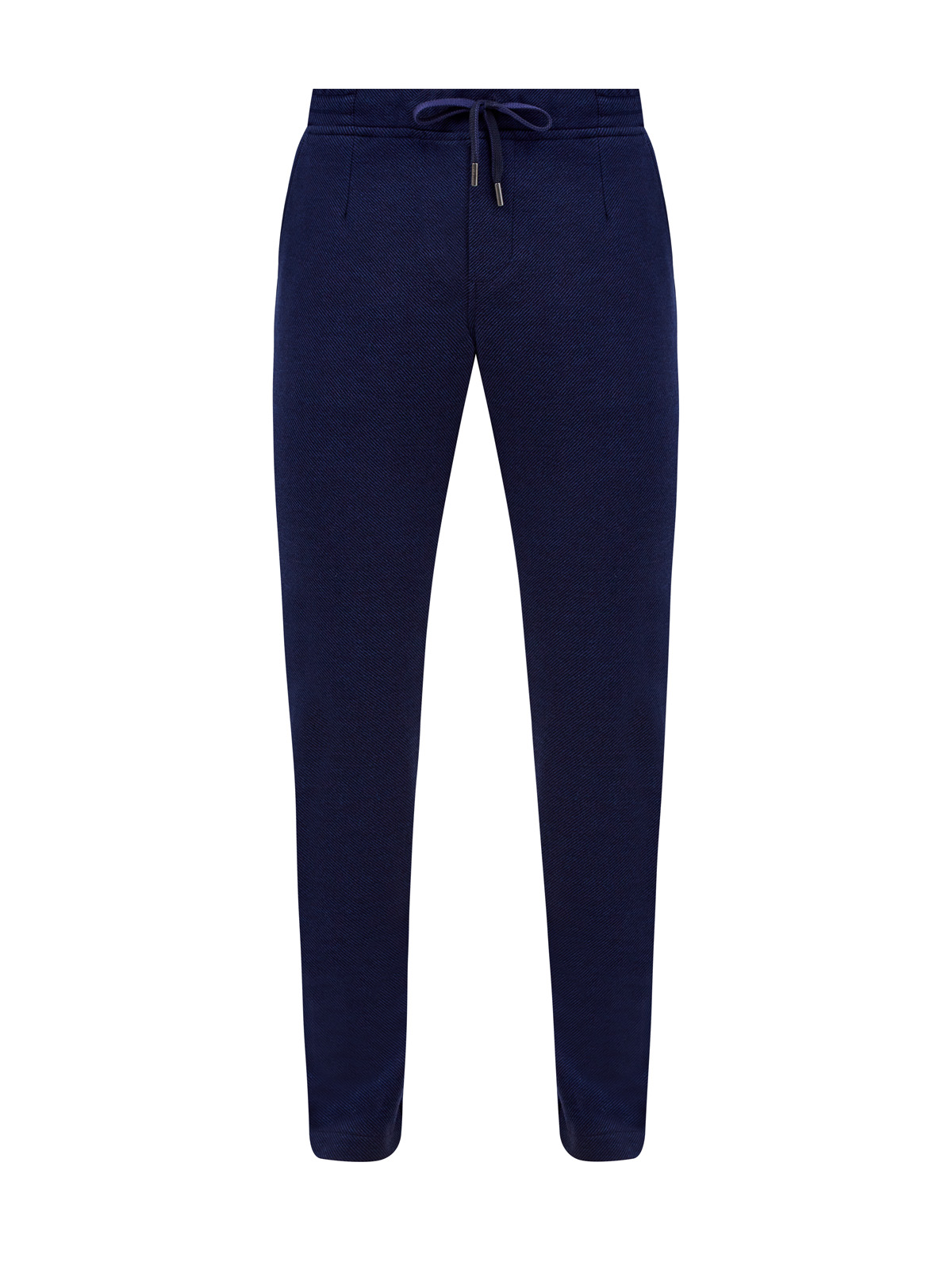 Спортивные брюки из шерсти и хлопка с поясом на кулиске CAPOBIANCO, цвет синий, размер 52;54;56 - фото 1