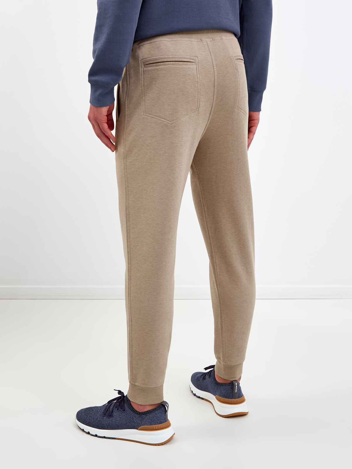 Хлопковые брюки-джоггеры из футера с эластичной отделкой BRUNELLO CUCINELLI, цвет бежевый, размер 50;52;54 - фото 4