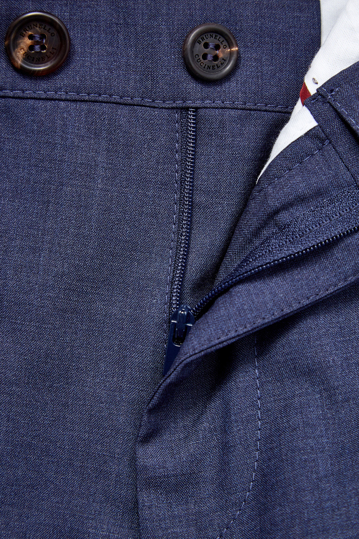 Брюки из шерстяной ткани BRUNELLO CUCINELLI, цвет синий, размер 46 - фото 7