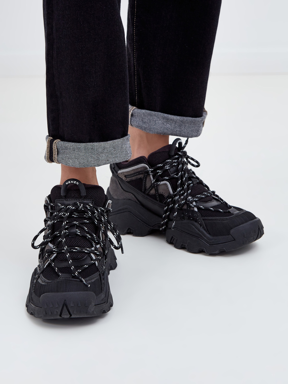 Кожаные кроссовки Inka с отделкой из мембраны и замши KENZO, цвет черный, размер 6;7 - фото 2