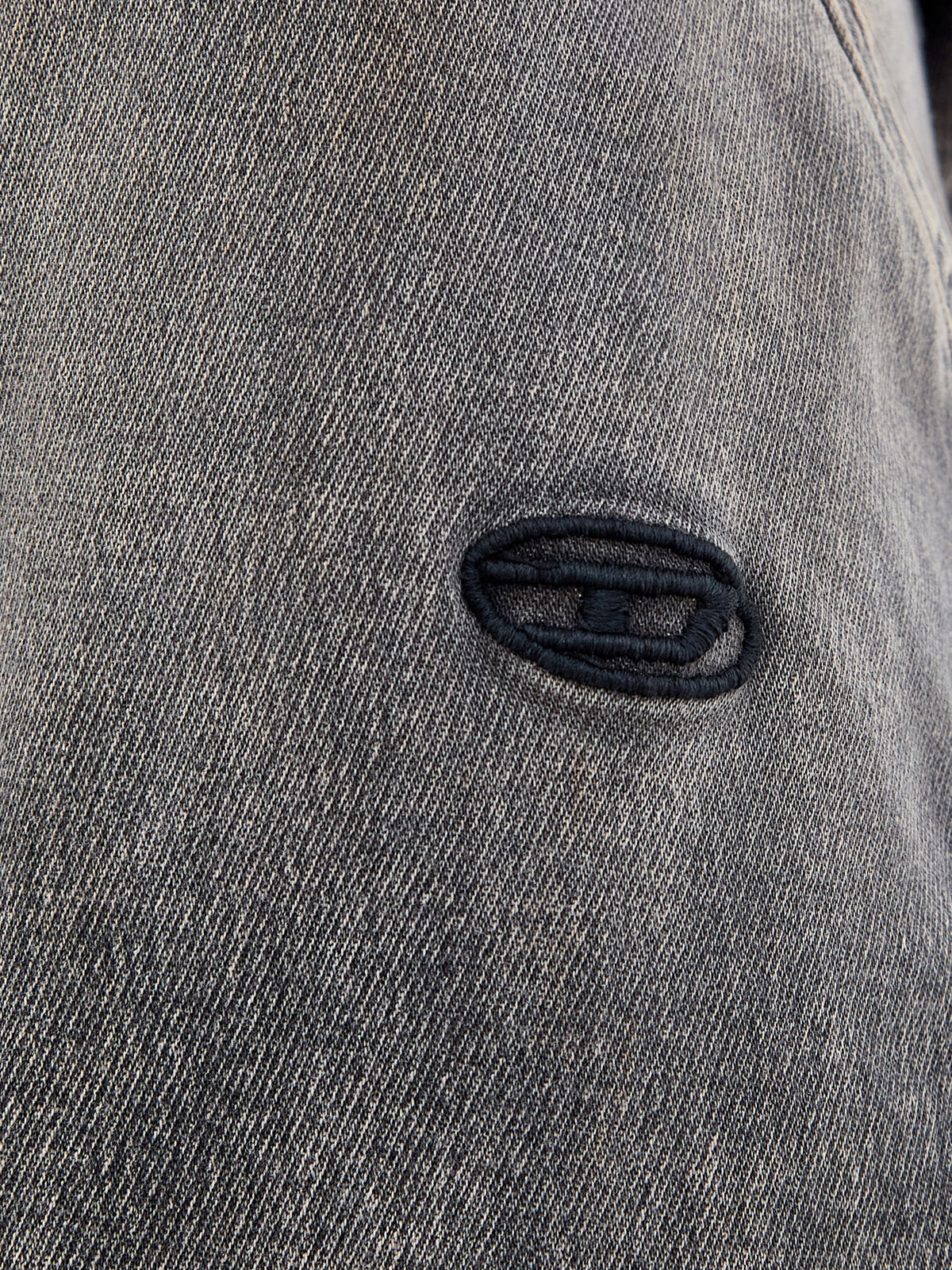 Укороченное худи из хлопка Washed с вышитым логотипом Oval-D DIESEL, цвет серый, размер S;M - фото 5