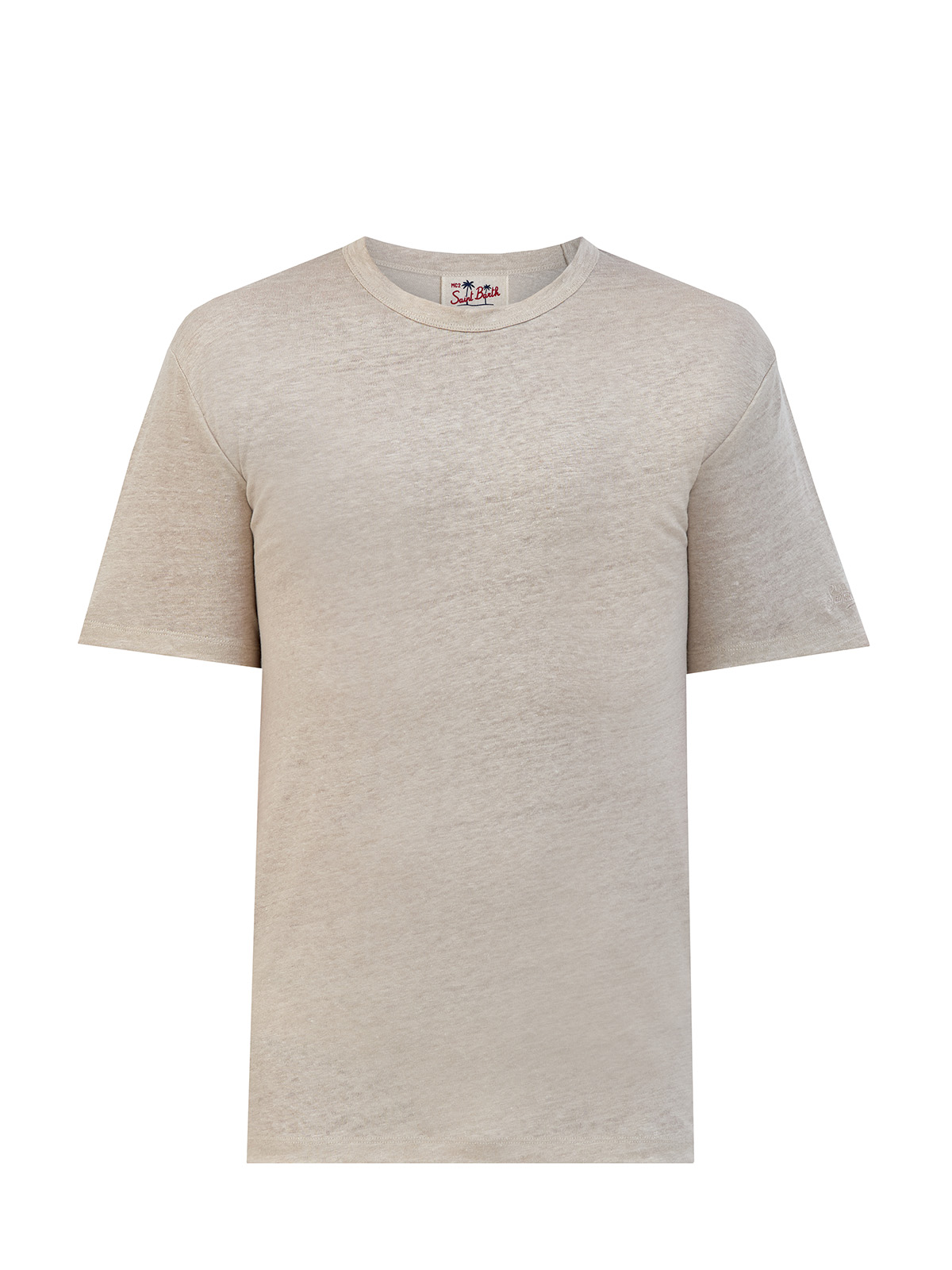 

Льняная футболка свободного кроя с вышитым логотипом, Бежевый, Льняная футболка свободного кроя с вышитым логотипом