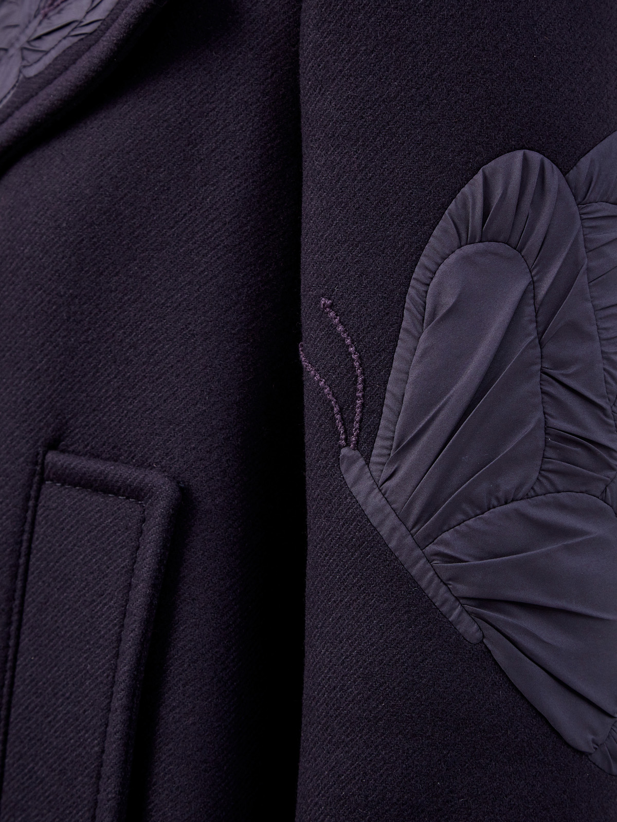 Двубортное полупальто из шерстяного драпа с аппликацией Butterfly
