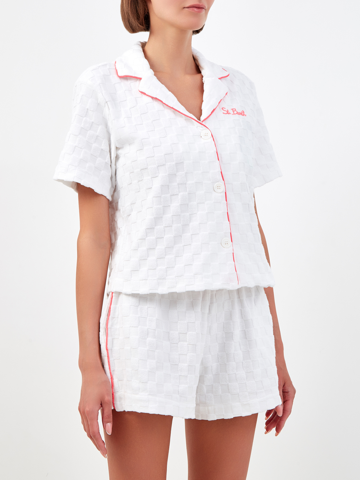 Рубашка с короткими рукавами из мягкого фактурного хлопка MC2 SAINT BARTH, цвет белый, размер 38;40;42 - фото 3