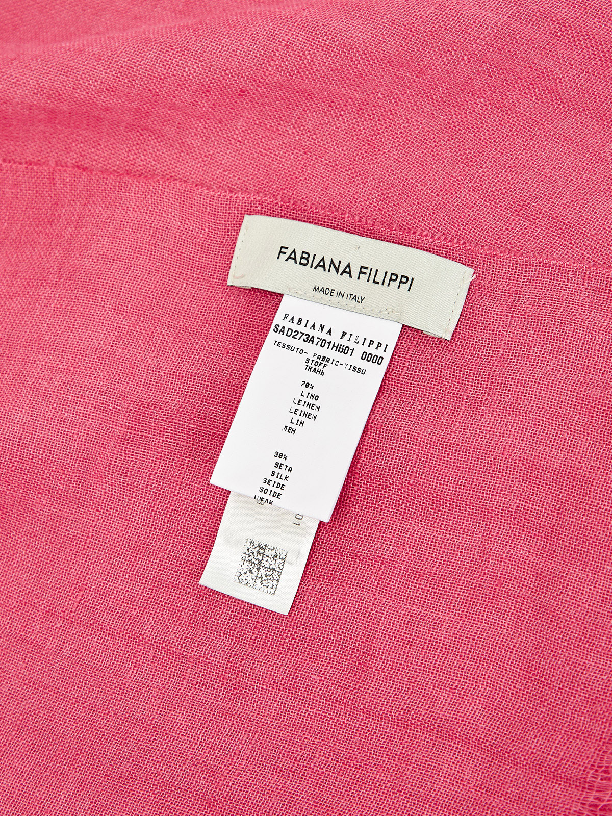 Шарф из тонкого льна и шелка с бахромой FABIANA FILIPPI, цвет розовый, размер 40 - фото 4