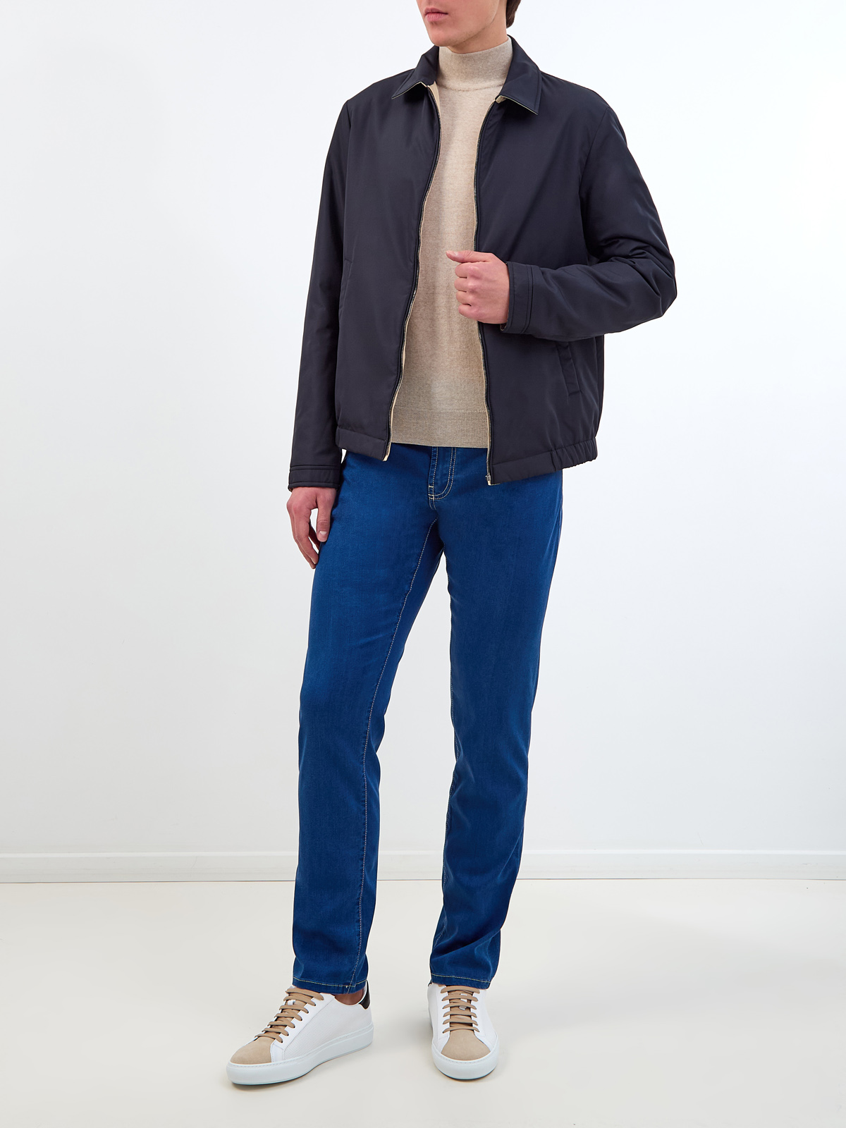 Окрашенные вручную джинсы из лиоцелла с контрастной прострочкой CANALI, цвет синий, размер 50;52;54;56;48 - фото 2