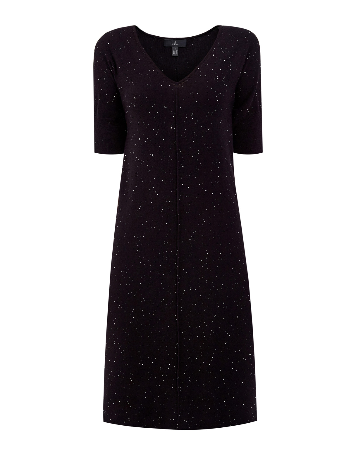 Платье-миди из тонкой хлопковой пряжи с мерцающими пайетками RE VERA, цвет черный, размер S - фото 1
